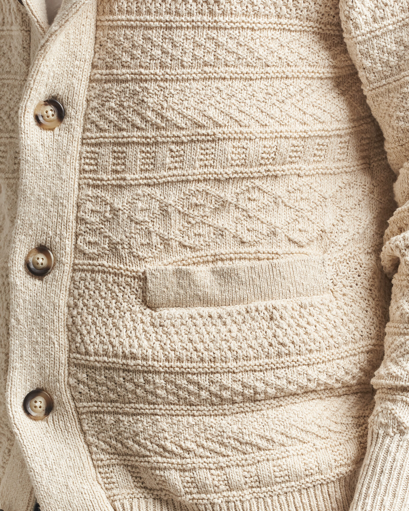 Homme | Pulls Et Tricots | Gant | Cotton/Linen Textured Cardigan Creamed White