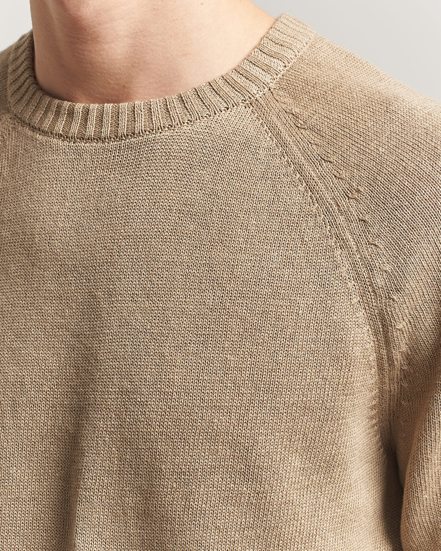 Homme | Pulls Et Tricots | GANT | Linen/Cotton Crew Neck Sweater Dark Khaki