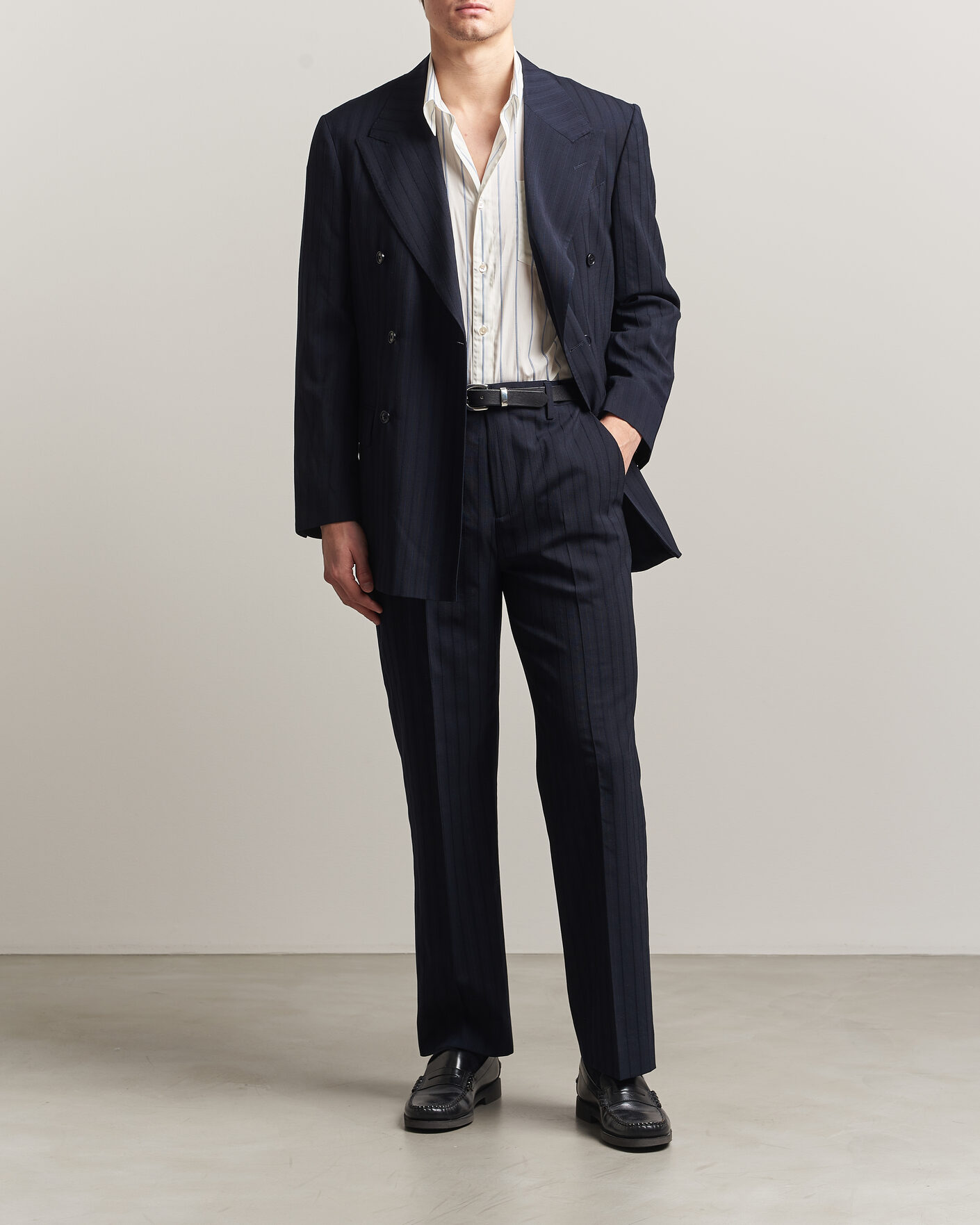 Homme | Pantalons | Gant | Tonal Pinstriped Suit Pants Evening Blue