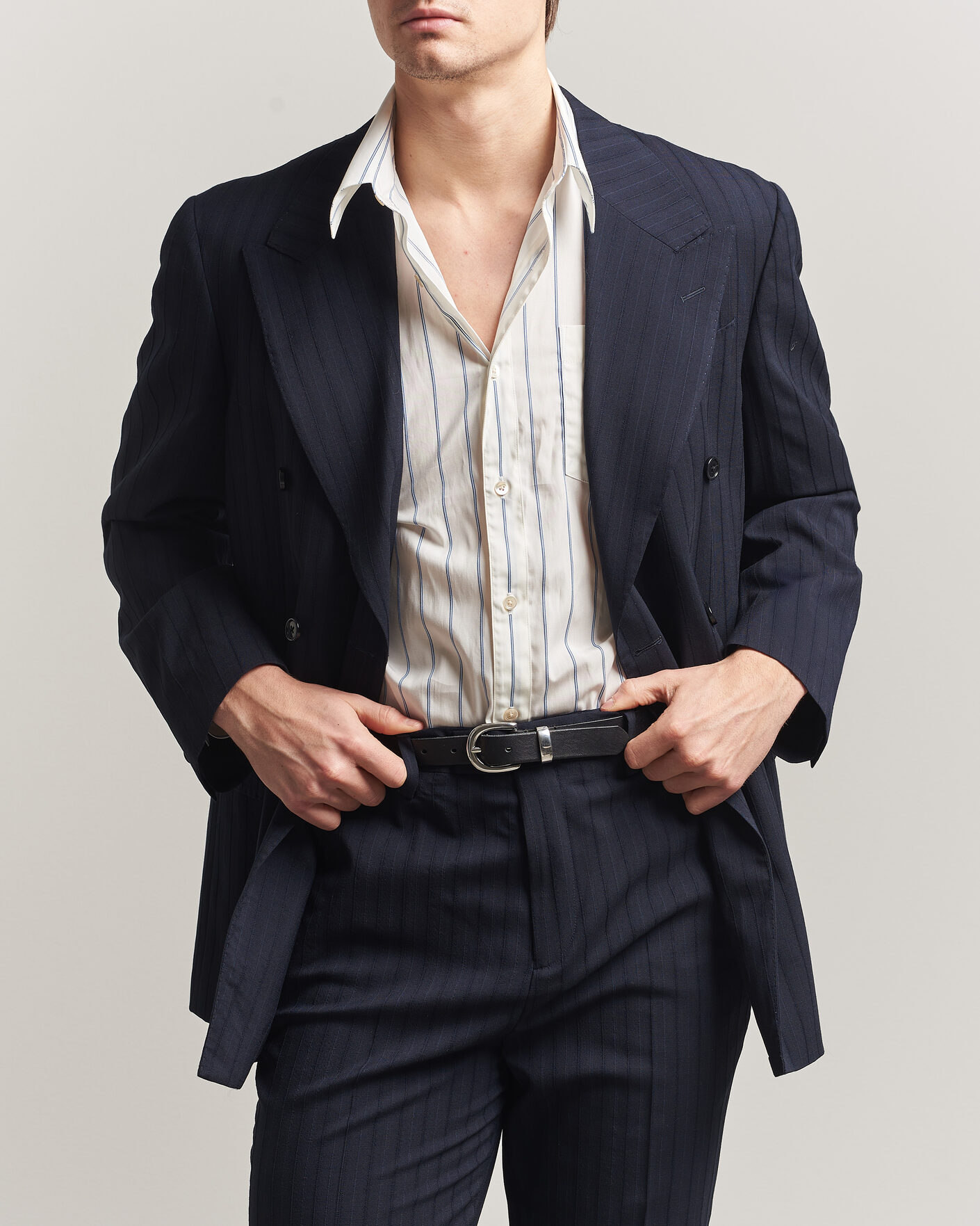 Homme | Blazers | GANT | Tonal Pinstriped Suit Blazer Evening Blue