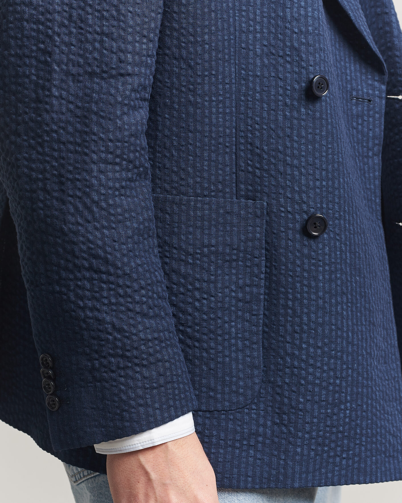 Homme | Blazers | Gant | Linen Indigo Seersucker Blazer Bid Blue