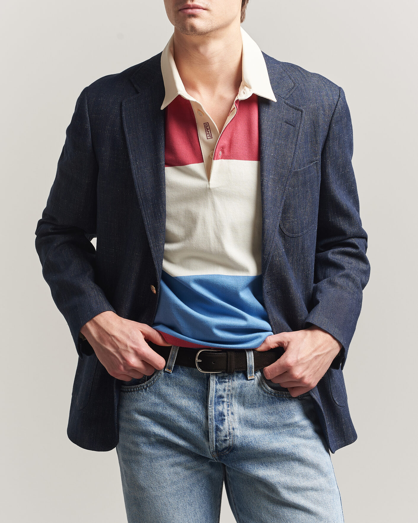 Homme | Blazers | Gant | Cotton Indigo Club Blazer Dark Blue Raw