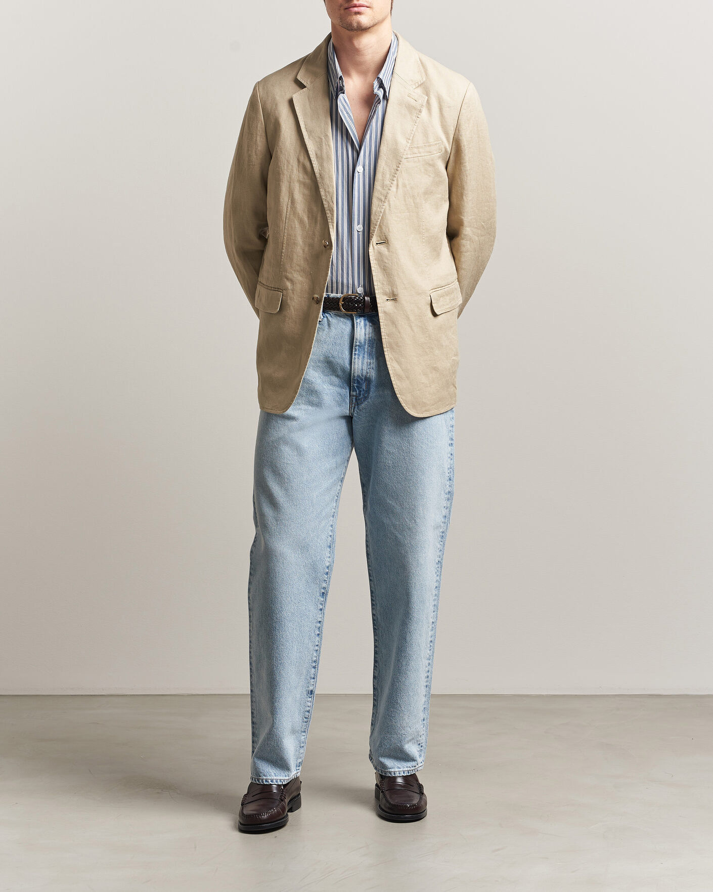 Homme | Blazers | Gant | Garment Dyed Linen Blazer Oat Beige