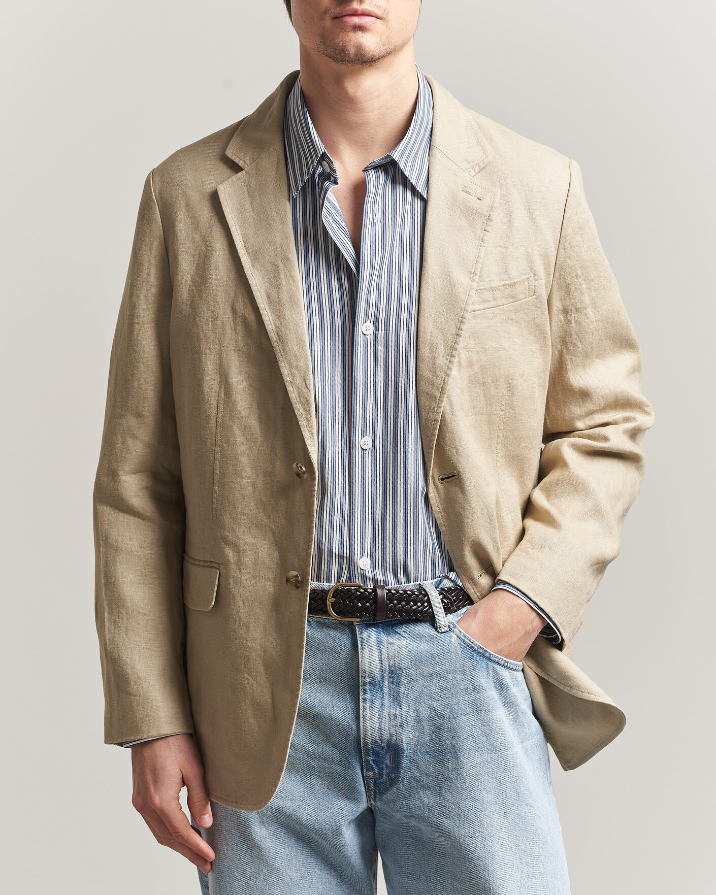 Homme | Blazers | GANT | Garment Dyed Linen Blazer Oat Beige