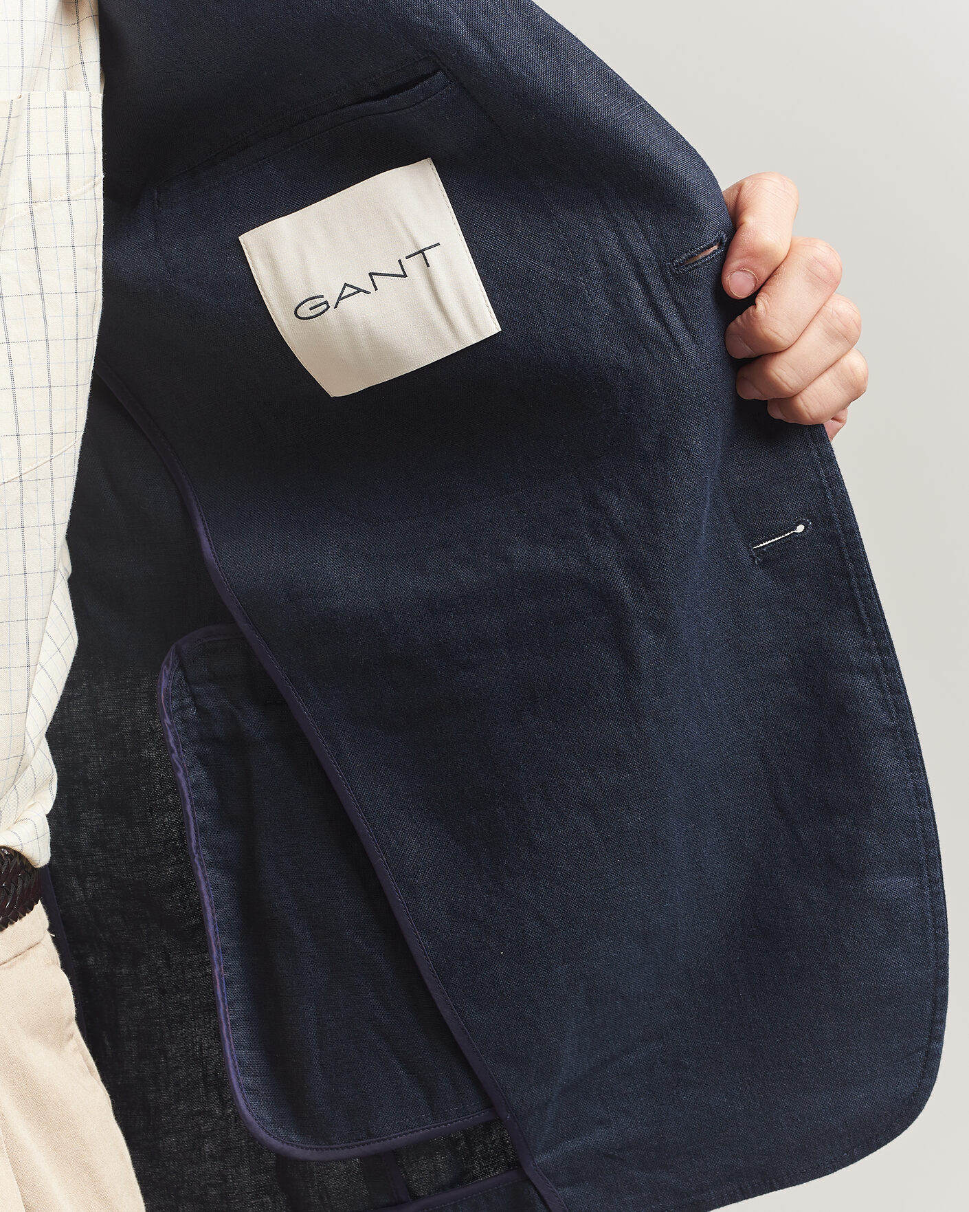 Homme | Blazers | Gant | Garment Dyed Linen Blazer Evening Blue