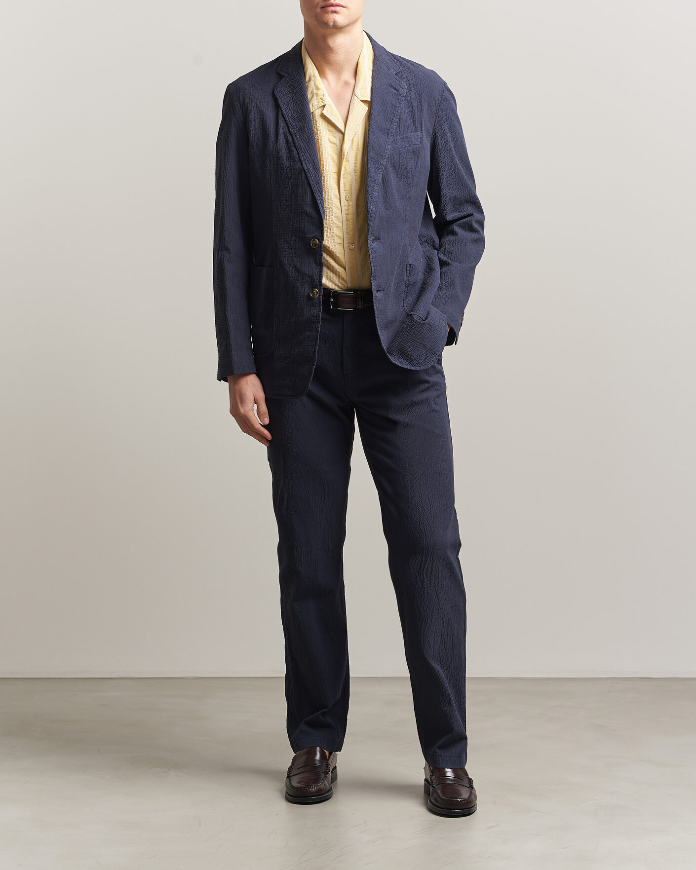 Homme | Blazers | Gant | Garment Dyed Seersucker Blazer Evening Blue