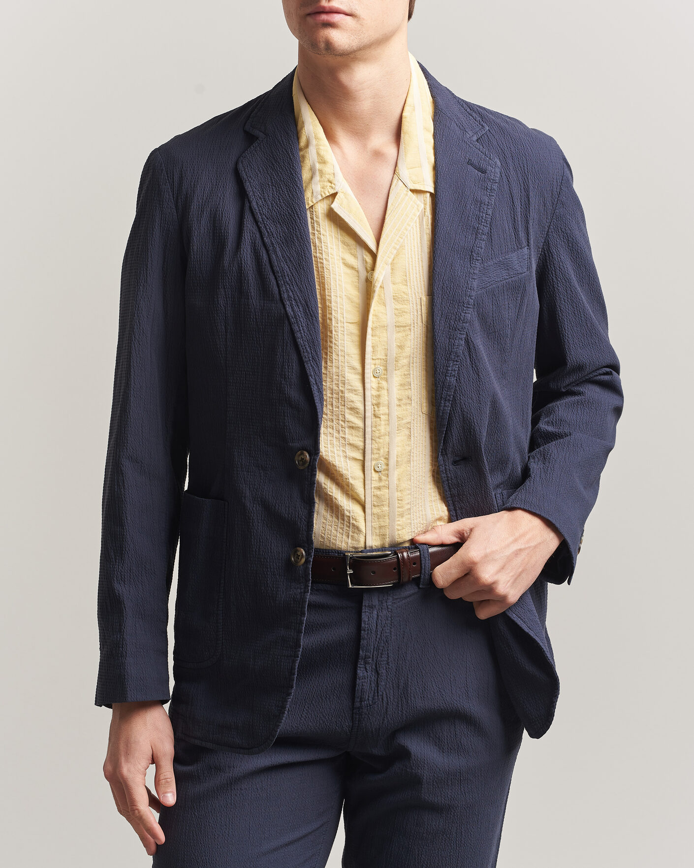 Homme | Blazers | Gant | Garment Dyed Seersucker Blazer Evening Blue