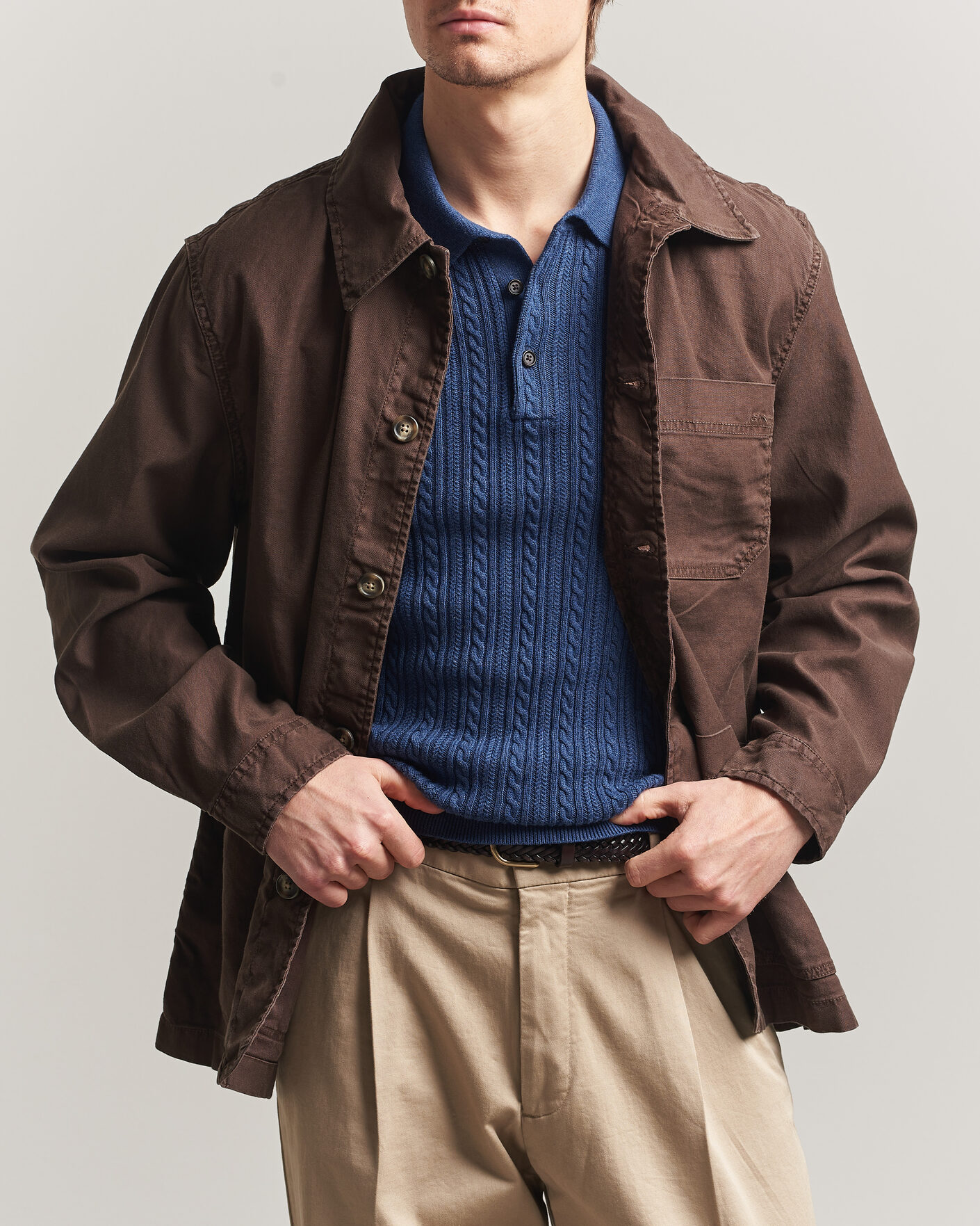 Homme | Chemises | GANT | Regular Fit Cotton/Linen Overshirt Rich Brown
