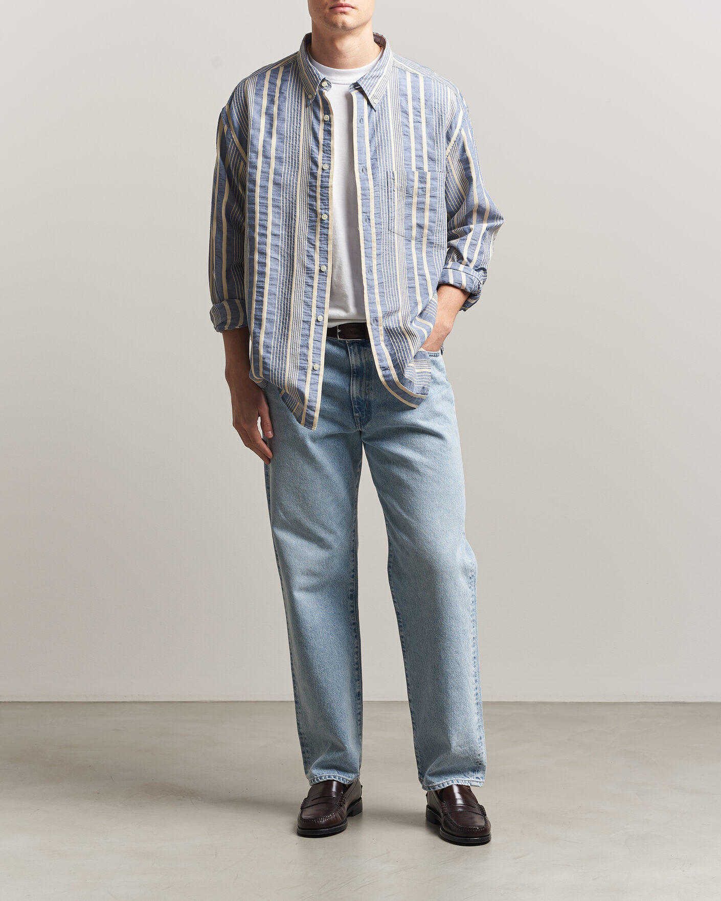 Homme | Chemises | Gant | Relaxed Fit Seersucker Striped Shirt Vintage Blue