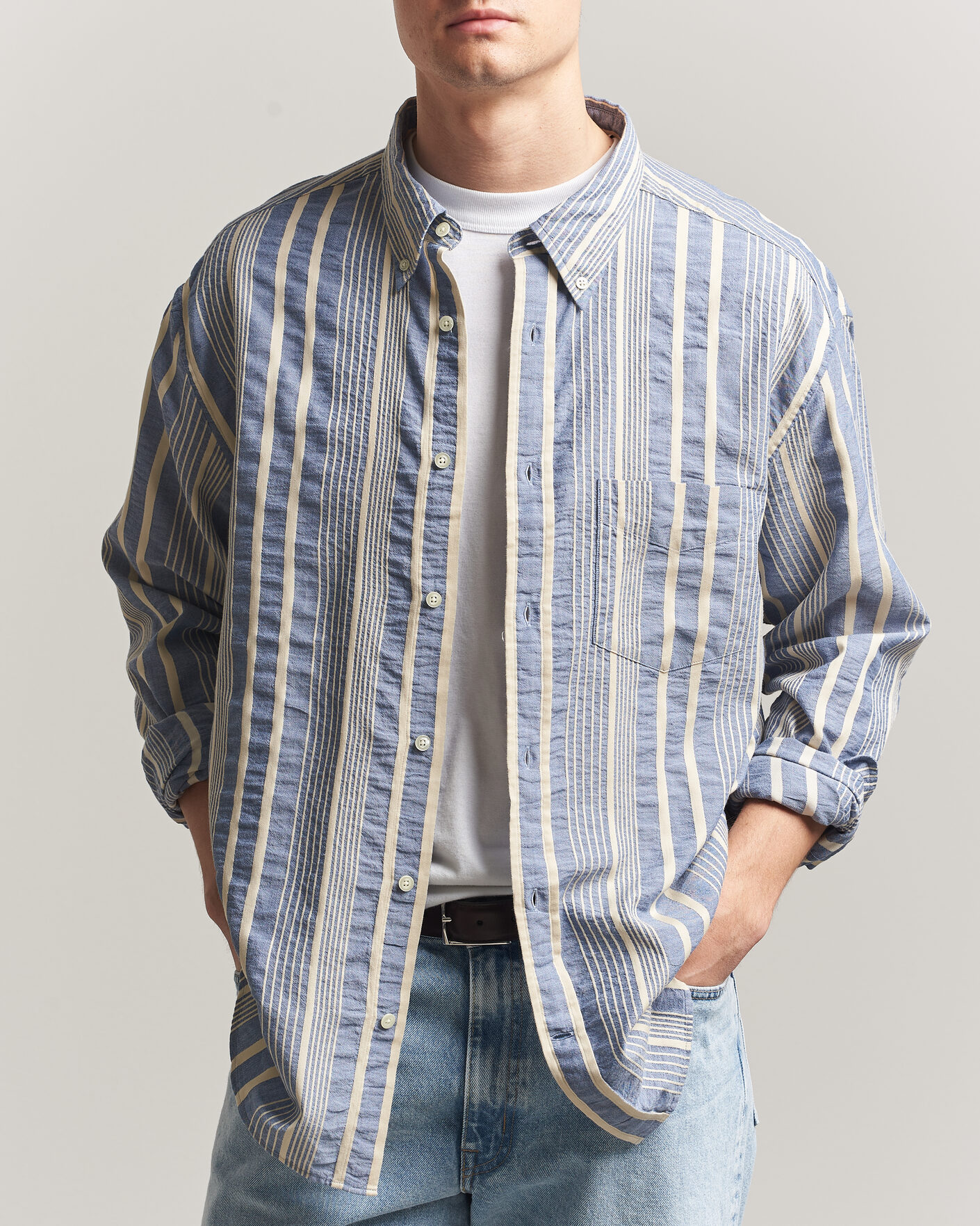 Homme | Chemises | Gant | Relaxed Fit Seersucker Striped Shirt Vintage Blue