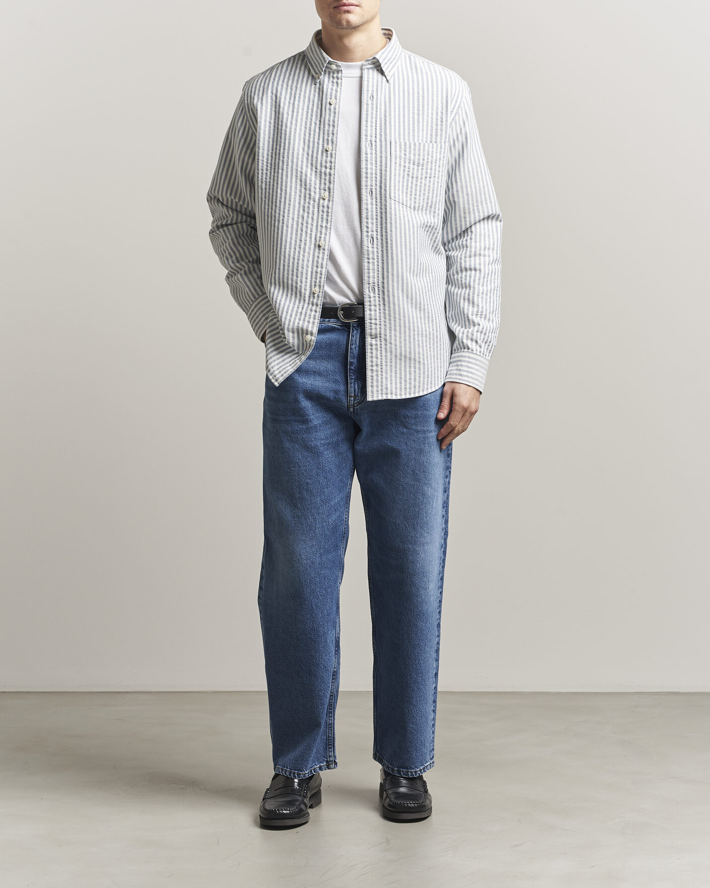 Homme | Chemises | GANT | Regular Fit Textured Striped Shirt Vintage Blue