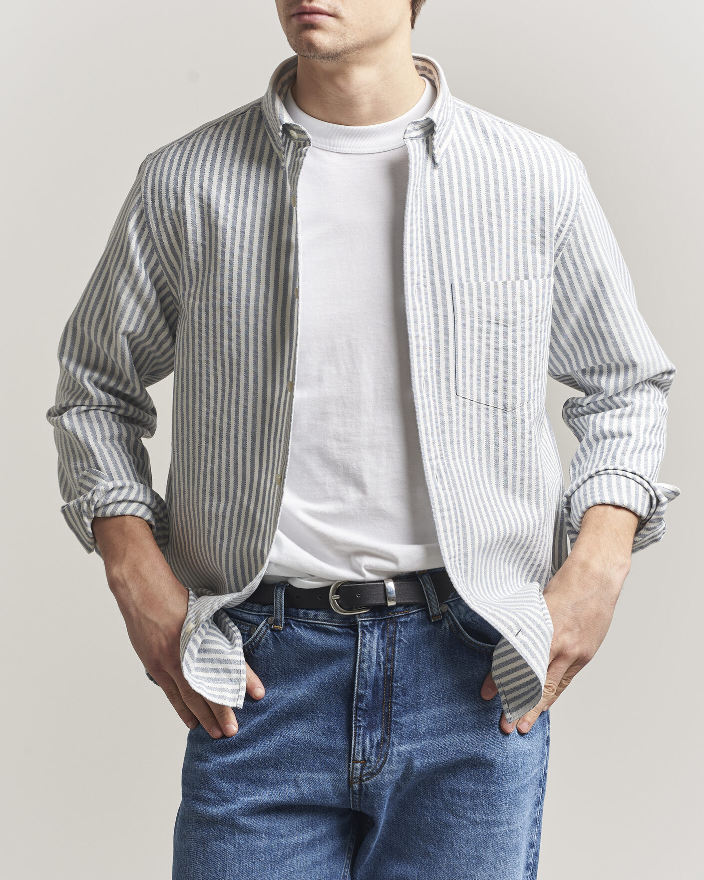 Homme | Chemises | Gant | Regular Fit Textured Striped Shirt Vintage Blue