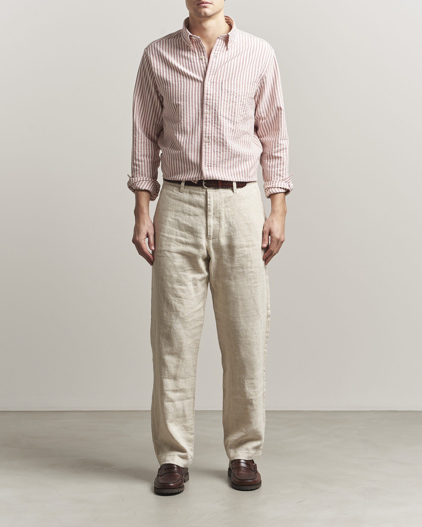 Homme | Chemises | GANT | Regular Fit Textured Striped Shirt Rose Red