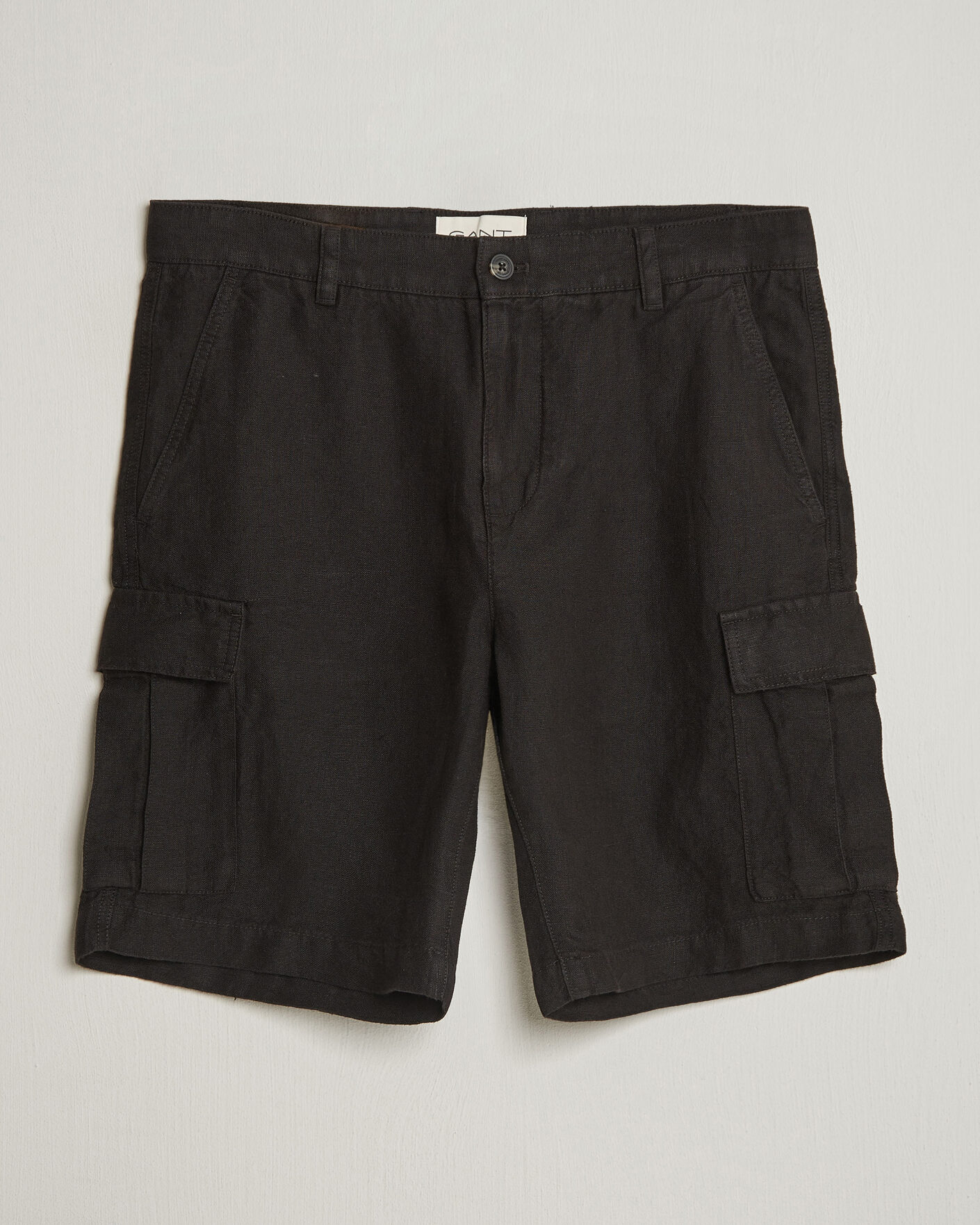 Homme | Shorts | Gant | Regular Fit Linen Cargo Shorts Ebony Black