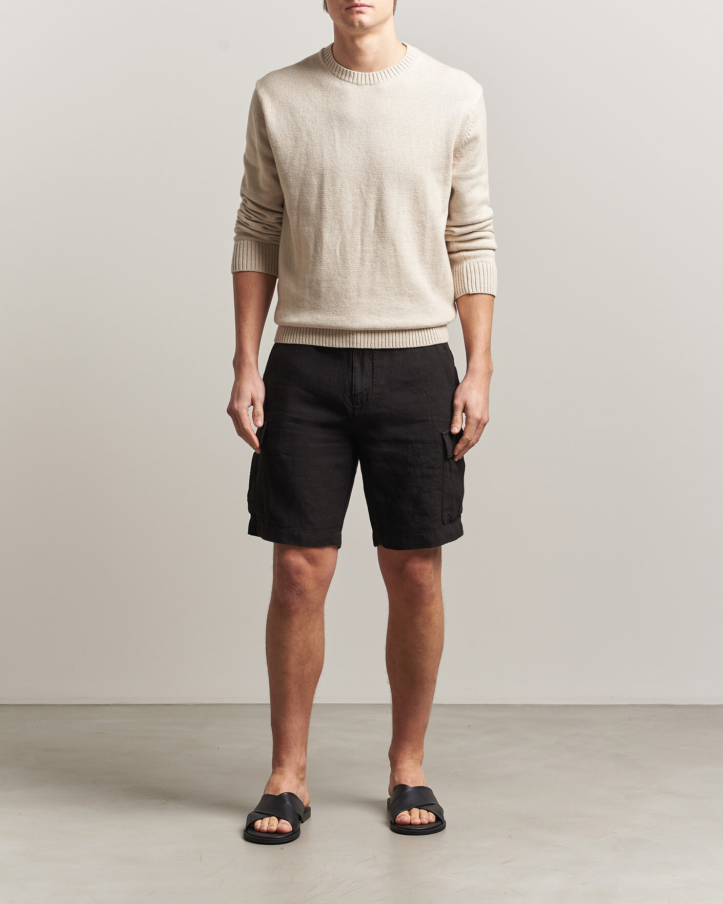 Homme | Shorts | Gant | Regular Fit Linen Cargo Shorts Ebony Black