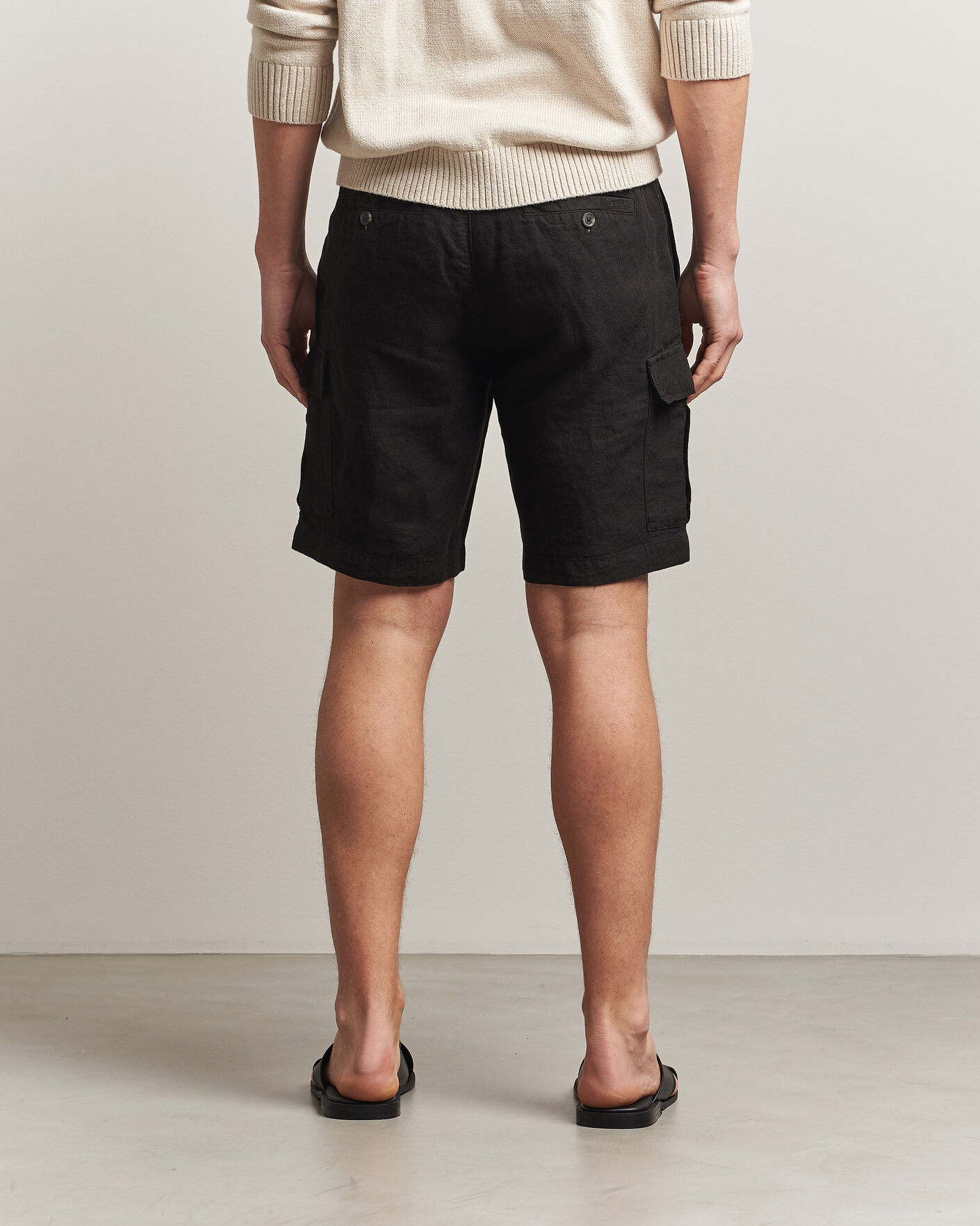 Homme | Shorts | GANT | Regular Fit Linen Cargo Shorts Ebony Black