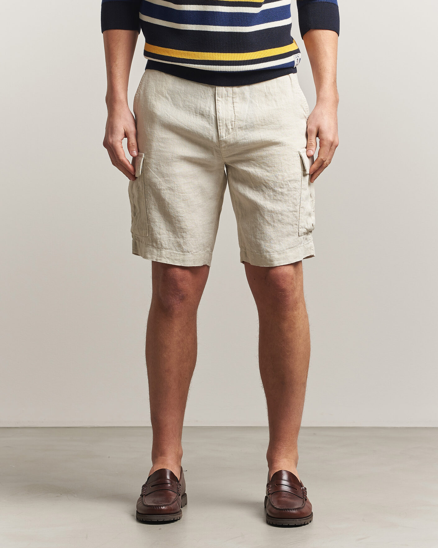 Homme | Shorts | GANT | Regular Fit Linen Cargo Shorts Sand