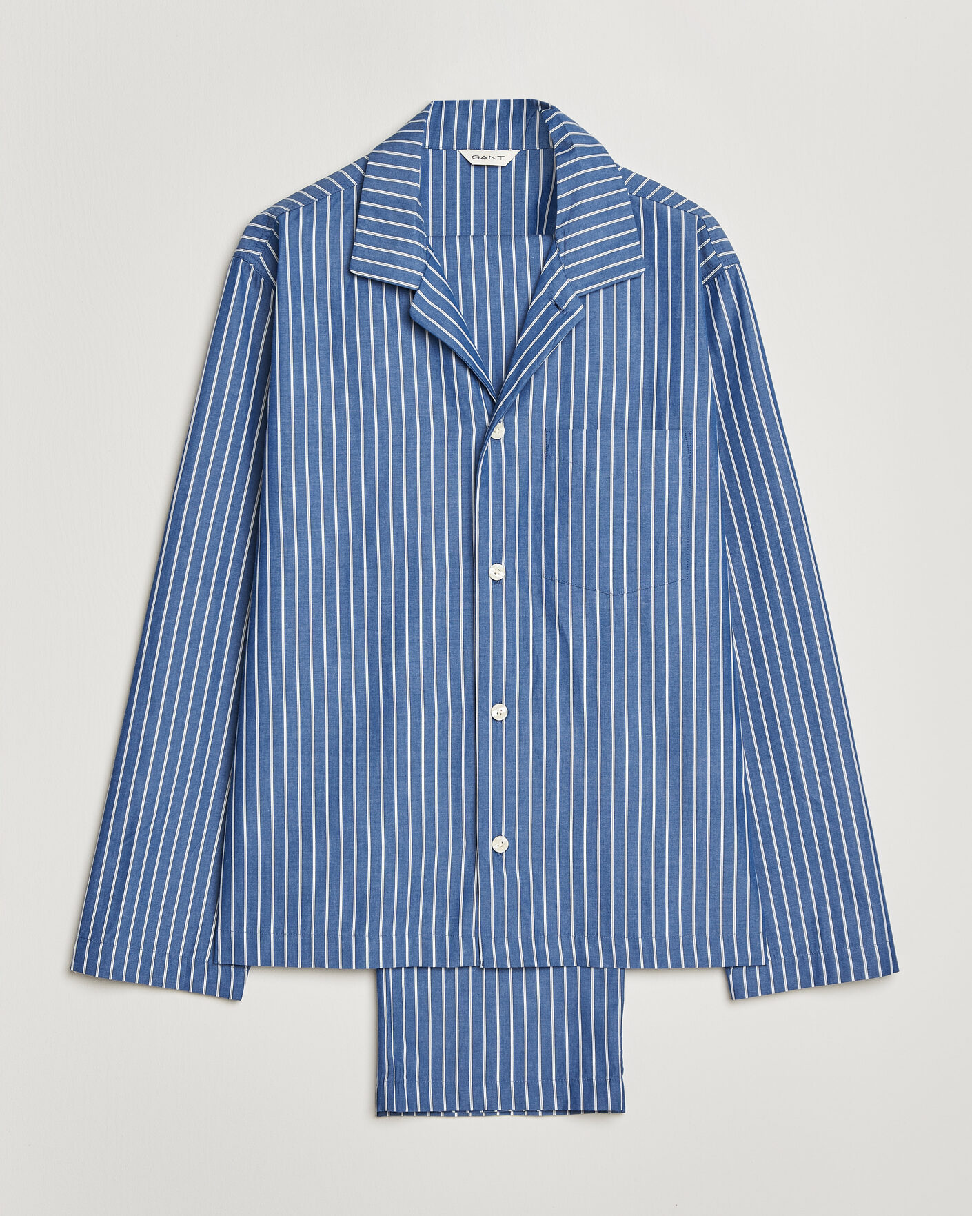 Homme | Peignoirs Et Pyjamas | GANT | Striped Poplin Pyjama Set Deep Cobalt