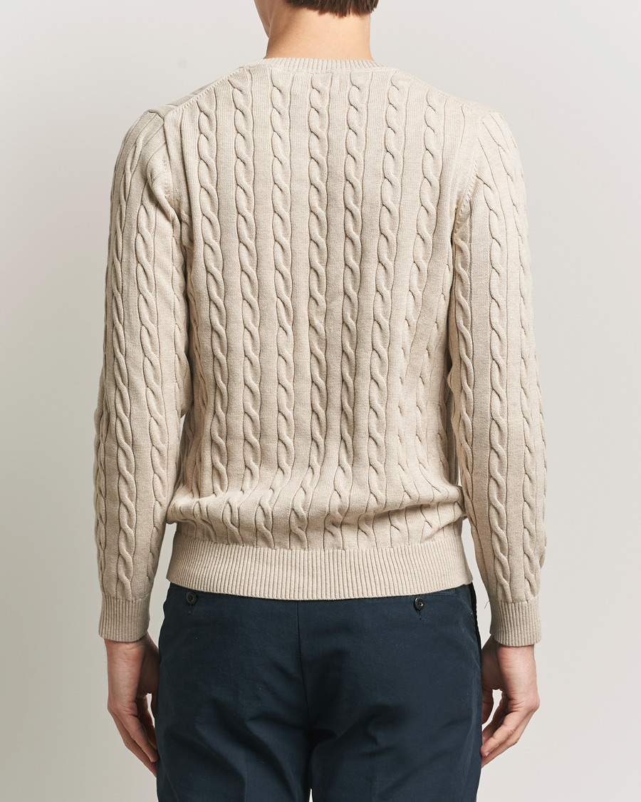 Homme | Pulls Et Tricots | GANT | Cotton Cable Crew Neck Pullover Oat Melange