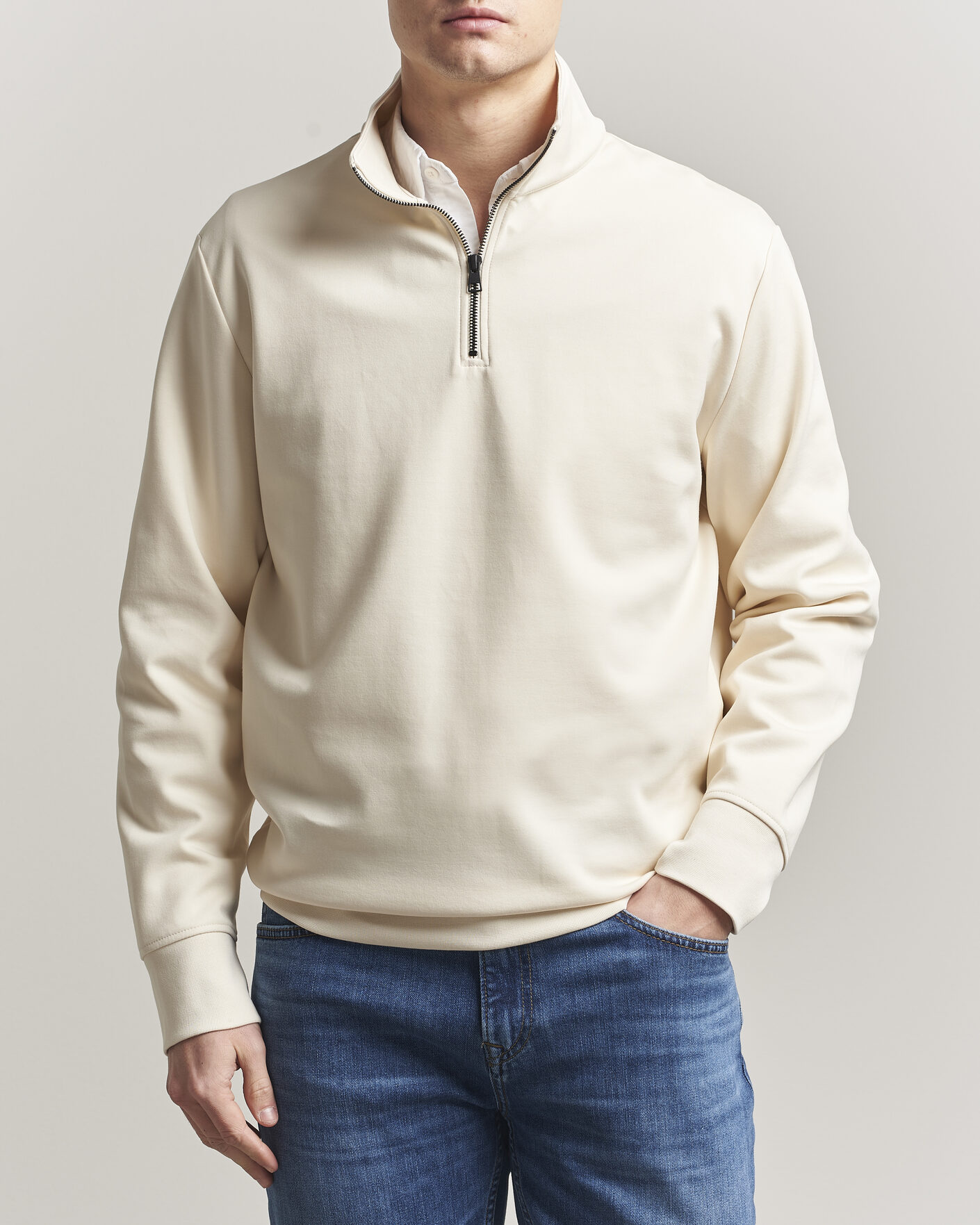 Homme | Pulls Et Tricots | Gant | Interlock Half Zip Creamed White