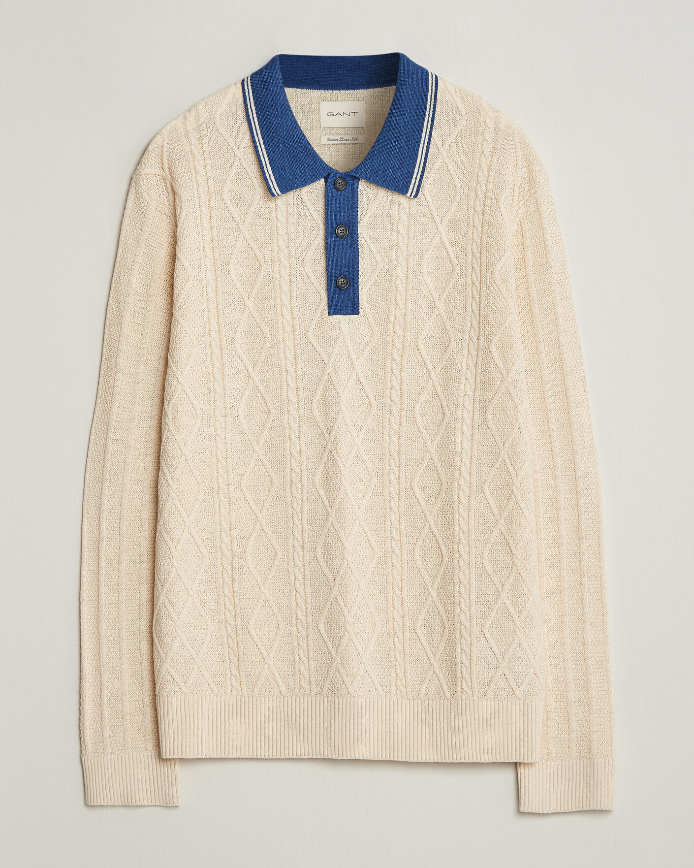 Homme | Pulls Et Tricots | GANT | Linen/Cotton Knitted Polo Creamed White
