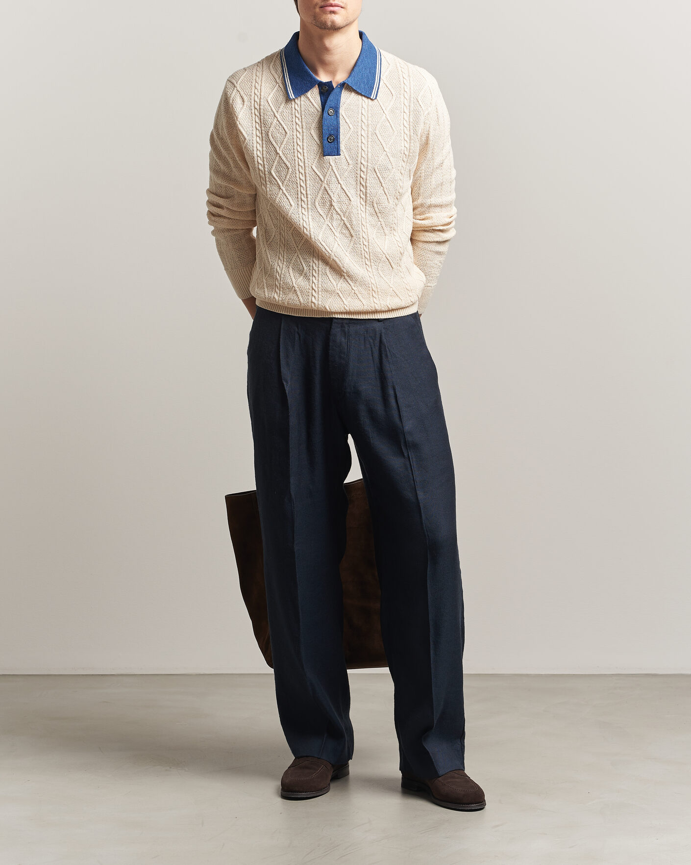 Homme | Pulls Et Tricots | Gant | Linen/Cotton Knitted Polo Creamed White