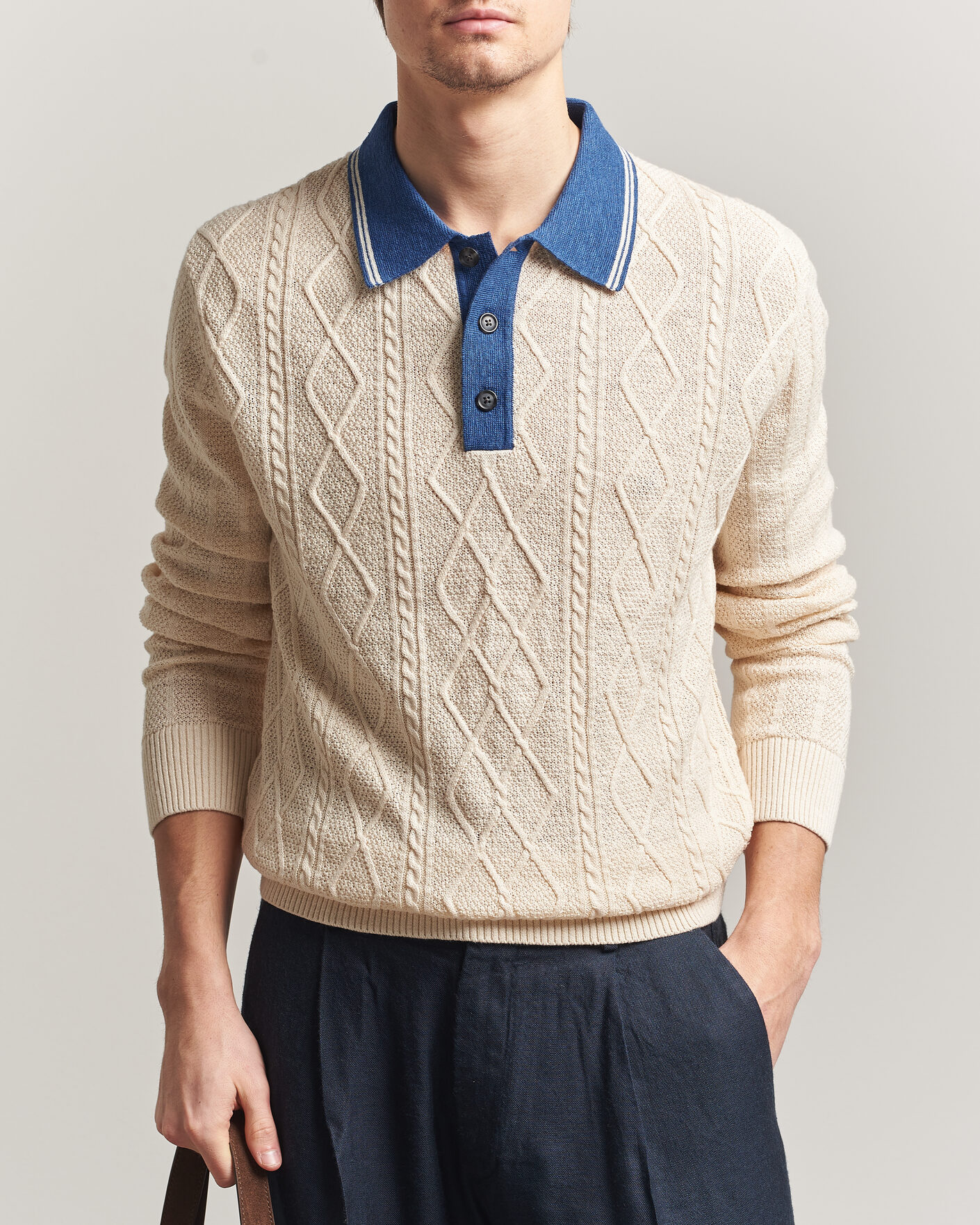 Homme | Pulls Et Tricots | Gant | Linen/Cotton Knitted Polo Creamed White