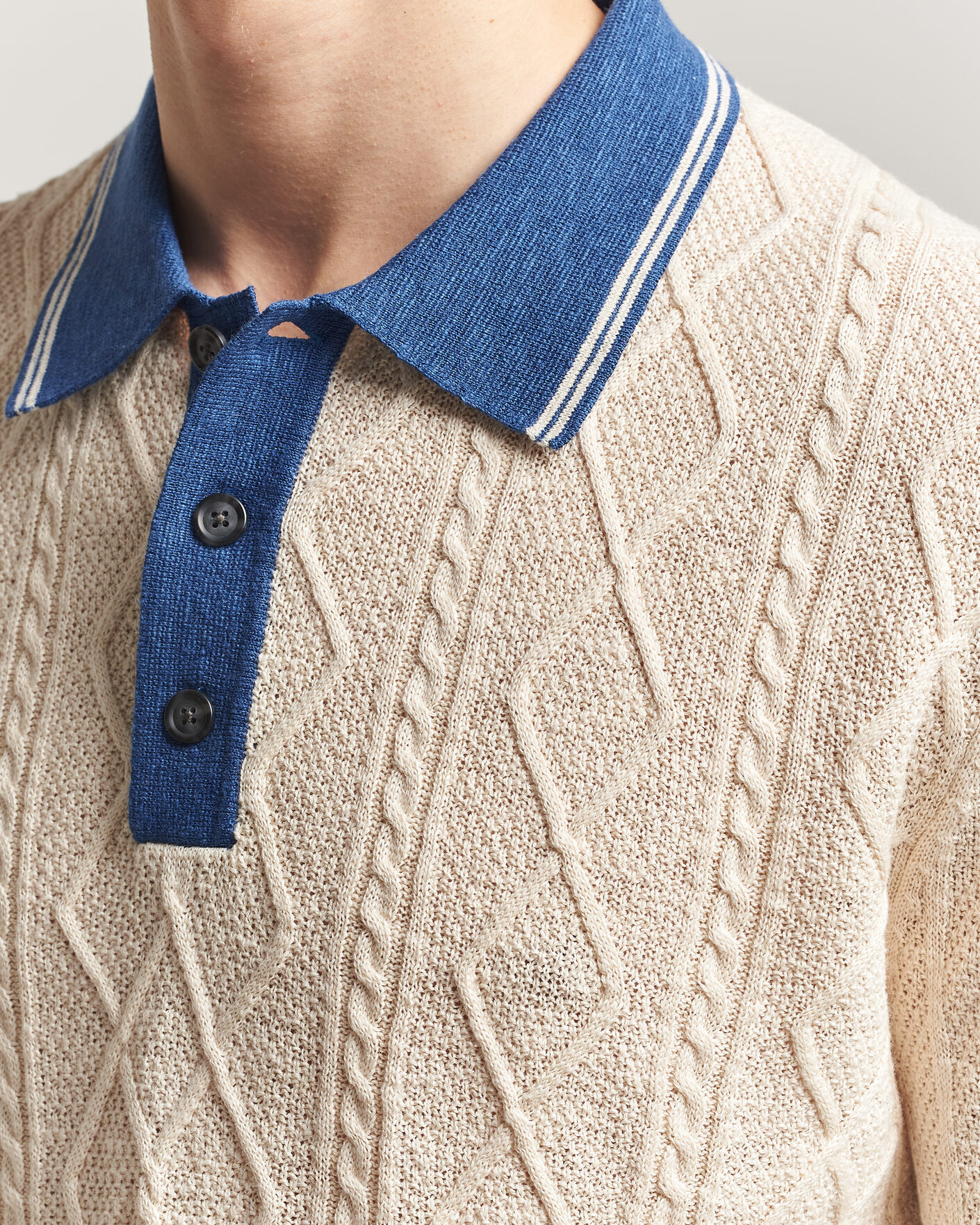 Homme | Pulls Et Tricots | GANT | Linen/Cotton Knitted Polo Creamed White
