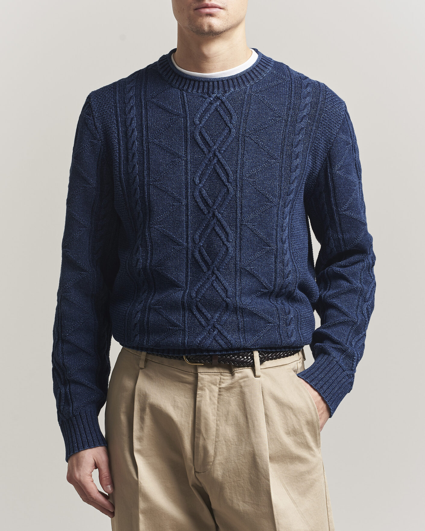 Homme | Pulls Et Tricots | GANT | Indigo Aran Knitted Sweater Rich Navy