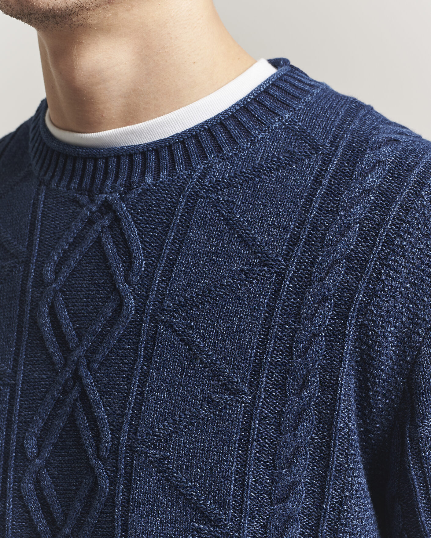 Homme | Pulls Et Tricots | GANT | Indigo Aran Knitted Sweater Rich Navy