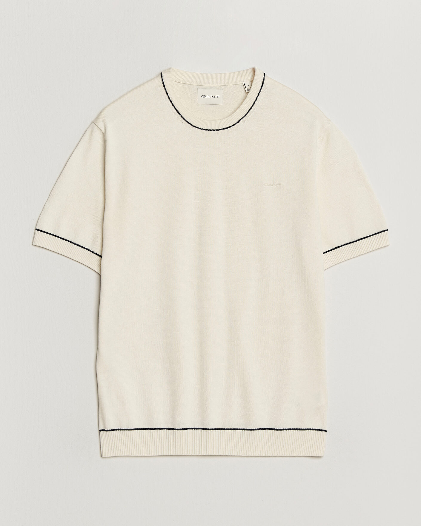 Homme | T-shirts | GANT | Cotton/Model Knitted T-Shirt Cream