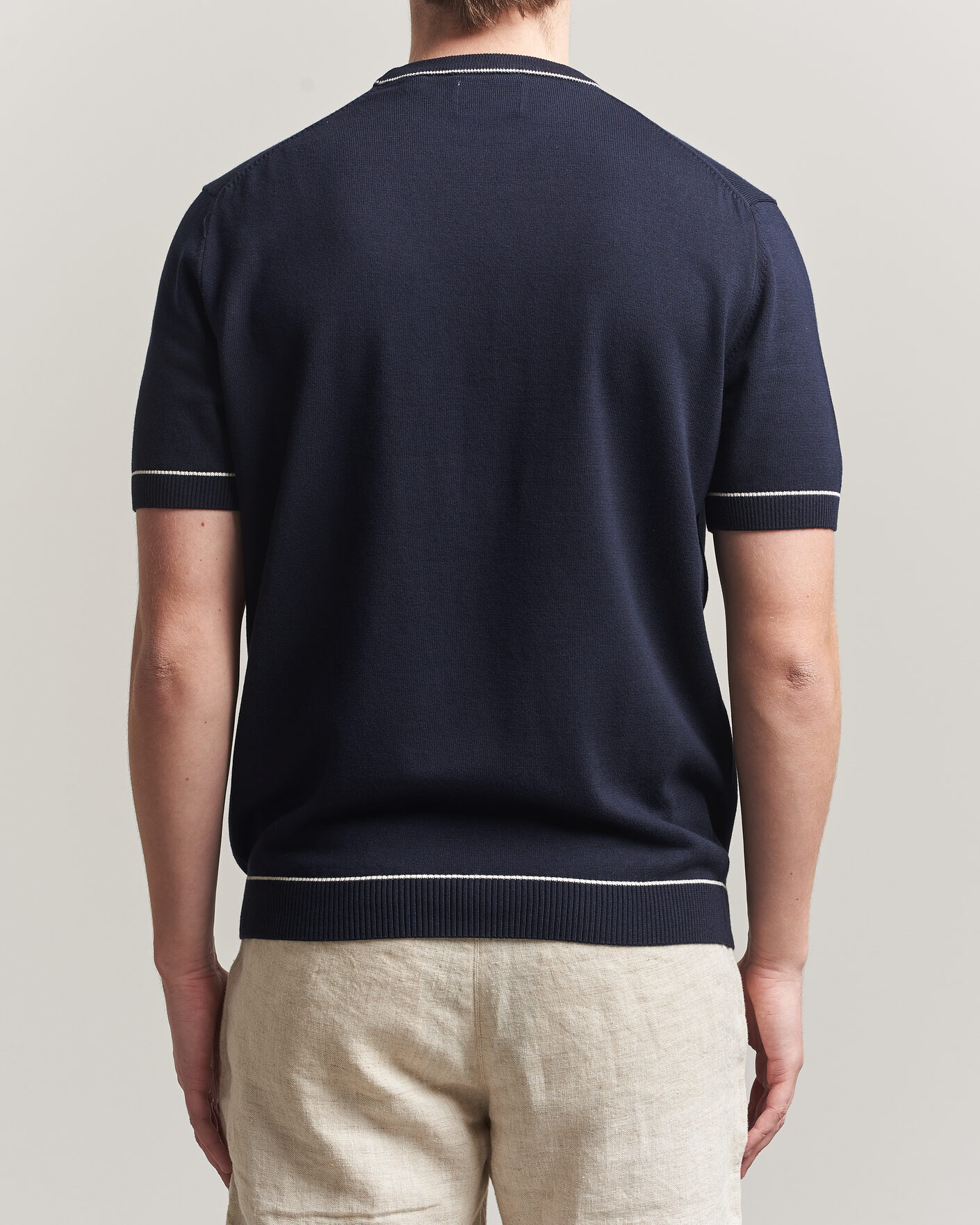 Homme | T-shirts | GANT | Cotton/Model Knitted T-Shirt Evening Blue