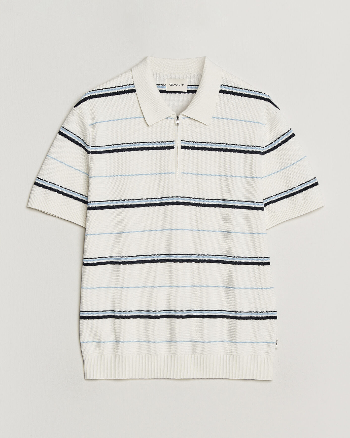 Homme | Polos | GANT | Striped Knitted Polo Eggshell