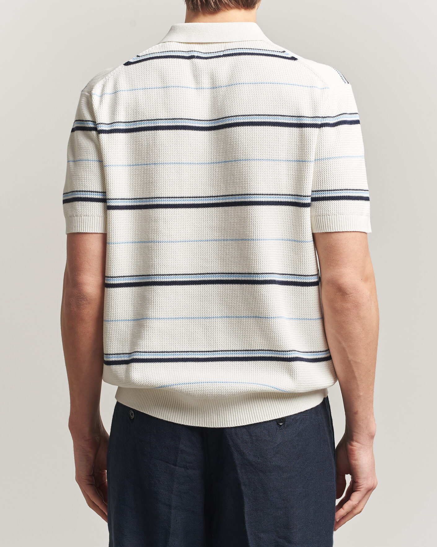 Homme | Polos | GANT | Striped Knitted Polo Eggshell