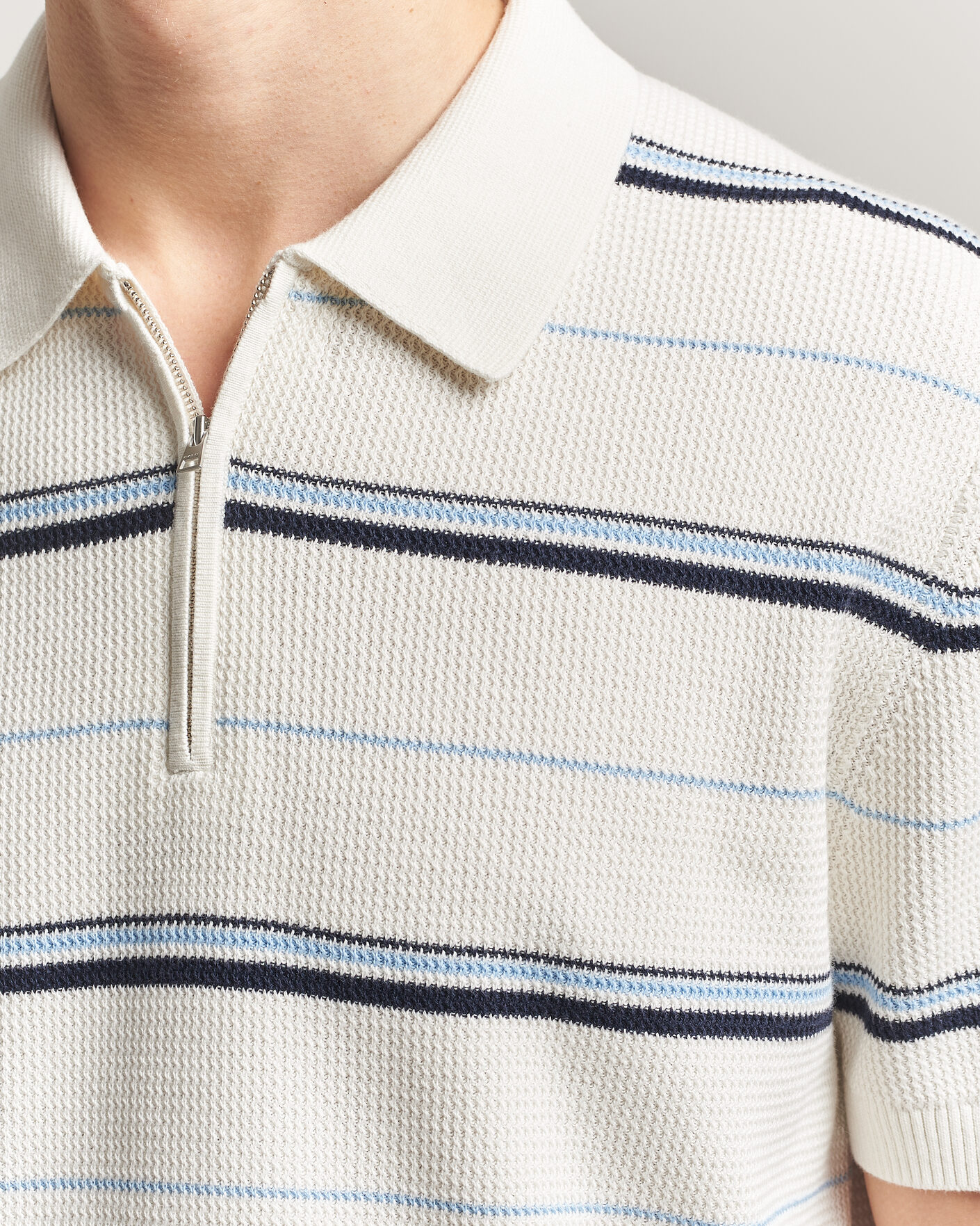 Homme | Polos | Gant | Striped Knitted Polo Eggshell