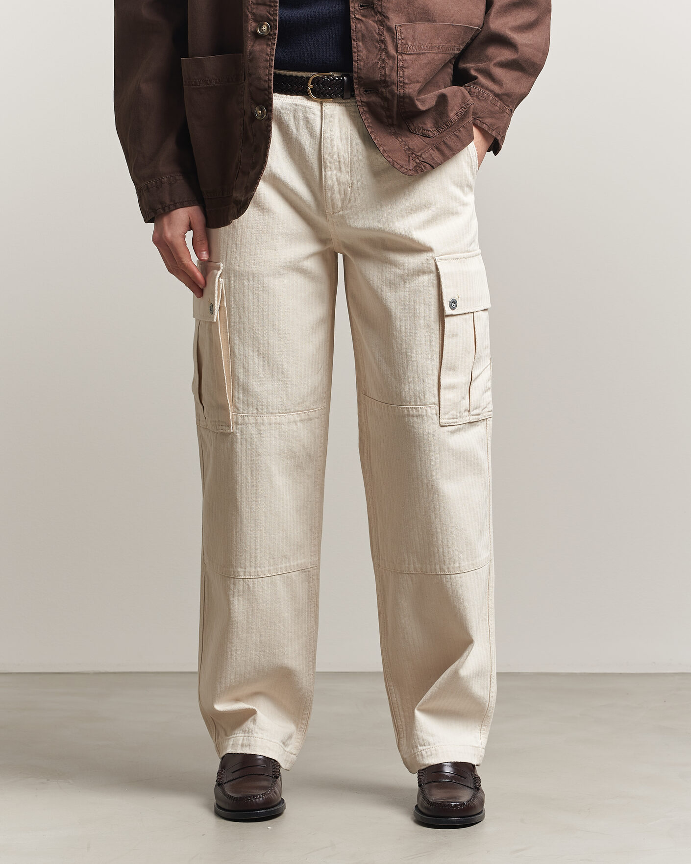 Homme | Pantalons | Gant | Relaxed Fit Herringbone Cargo Pants Creamed White