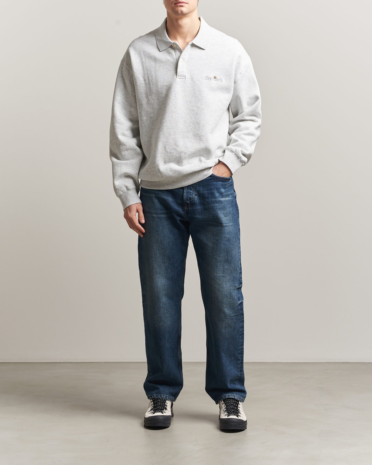 Homme | Pulls Et Tricots | Carhartt WIP | WIP Label Polo Sweatshirt Ash Heather