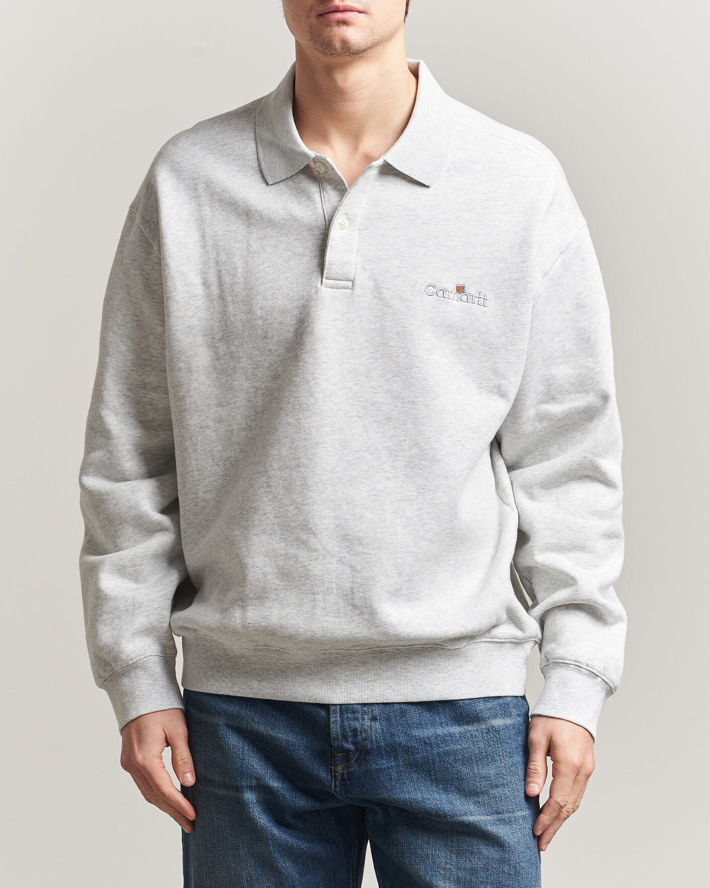 Homme | Pulls Et Tricots | Carhartt WIP | WIP Label Polo Sweatshirt Ash Heather