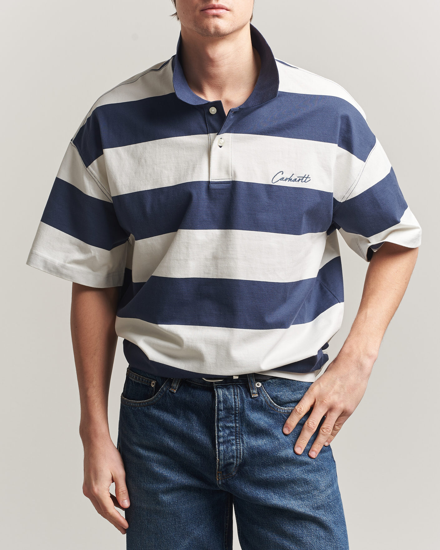 Homme | Polos | Carhartt WIP | Delrey Polo Blue Stripe