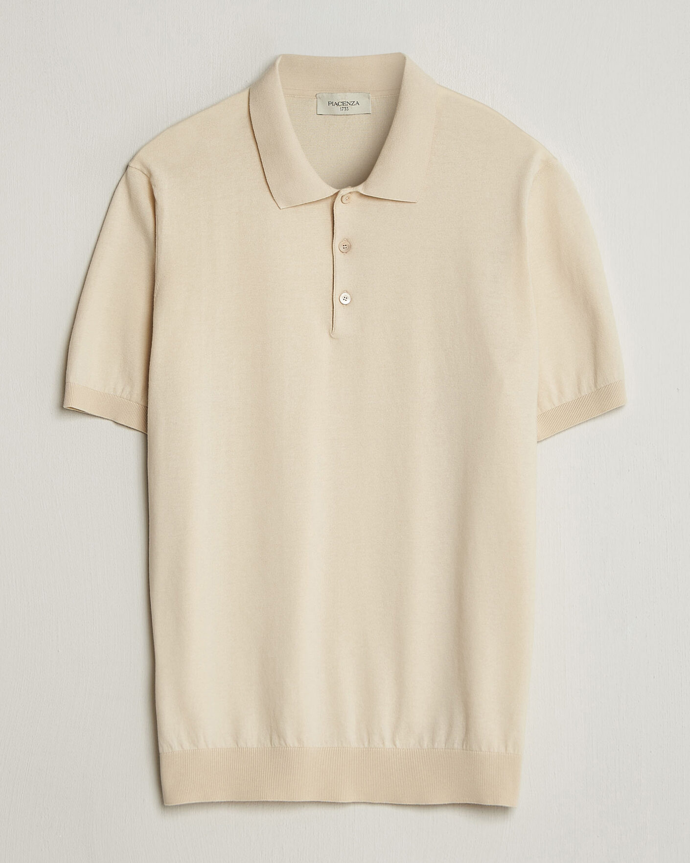 Homme | Polos | Piacenza Cashmere | Short Sleeve Knitted Polo Off White