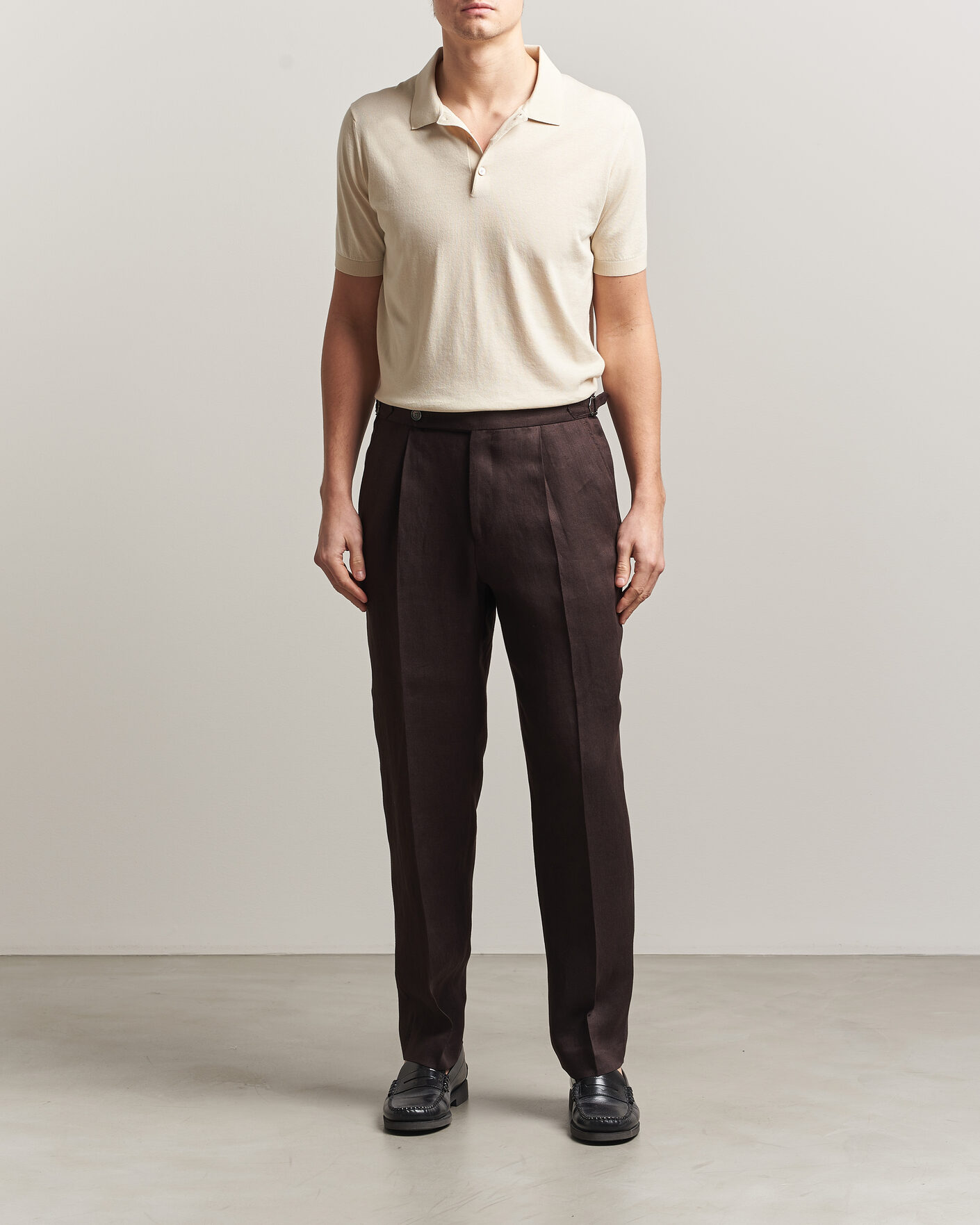 Homme | Polos | Piacenza Cashmere | Short Sleeve Knitted Polo Off White