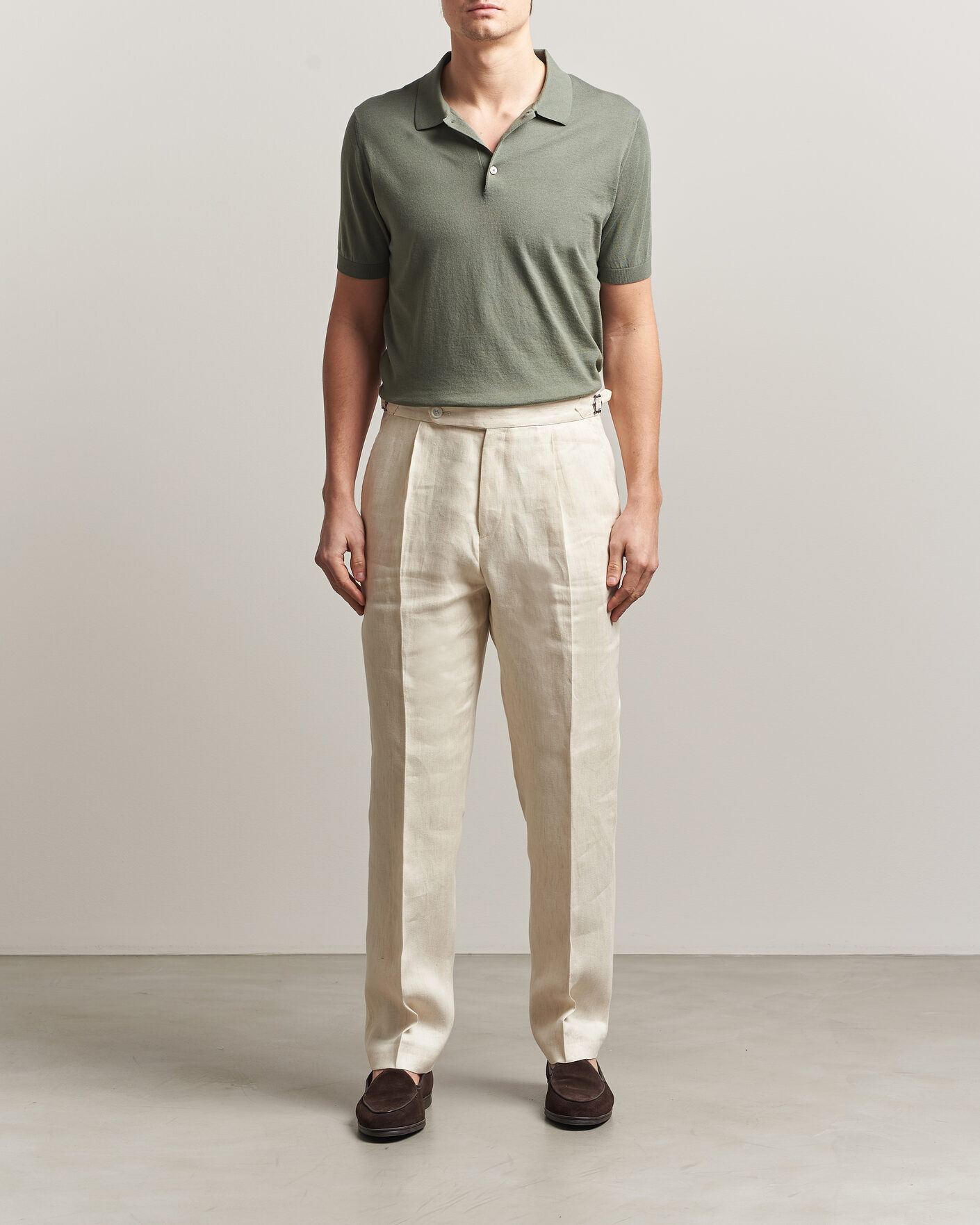 Homme | Polos | Piacenza Cashmere | Short Sleeve Knitted Polo Sage