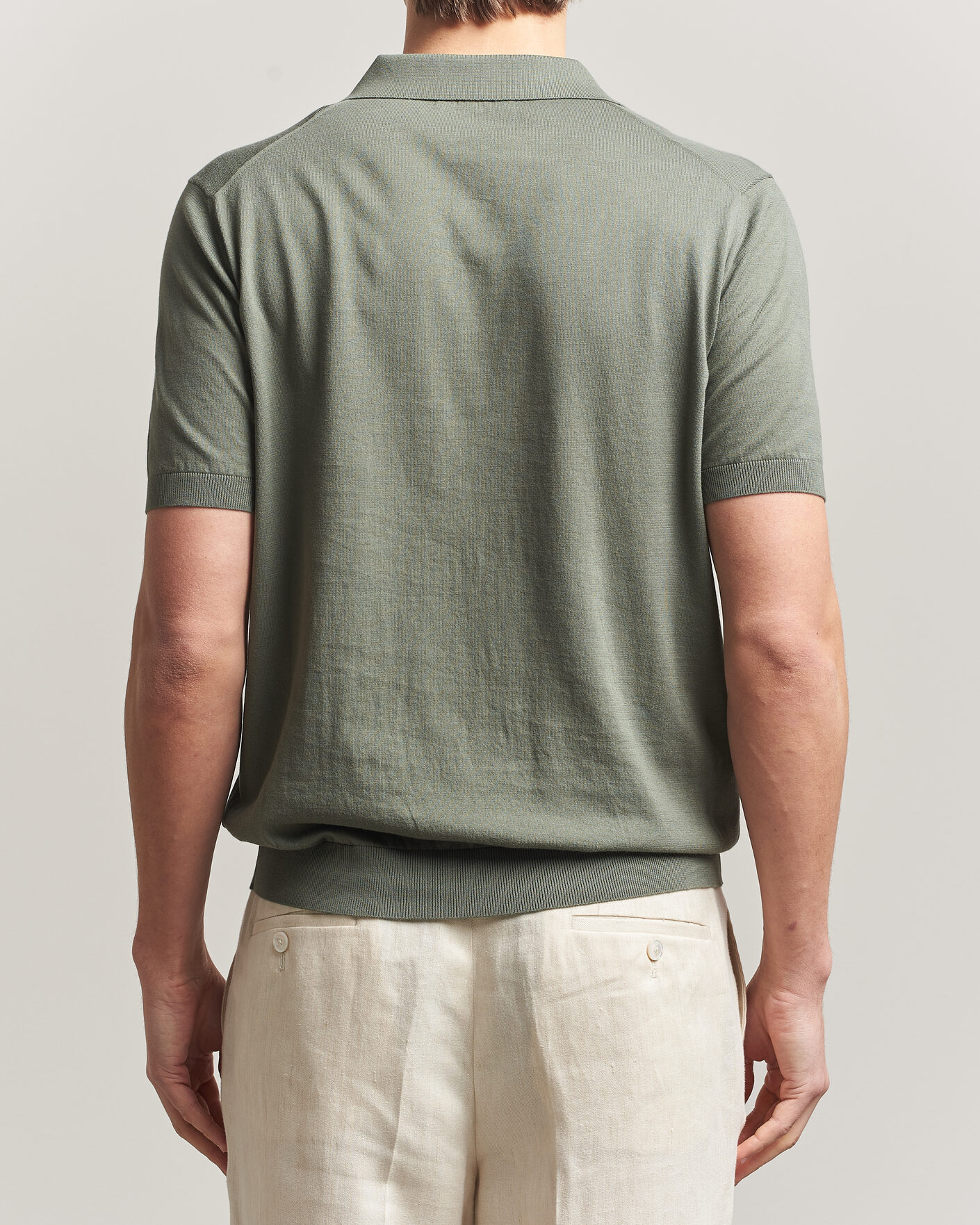 Homme | Polos | Piacenza Cashmere | Short Sleeve Knitted Polo Sage