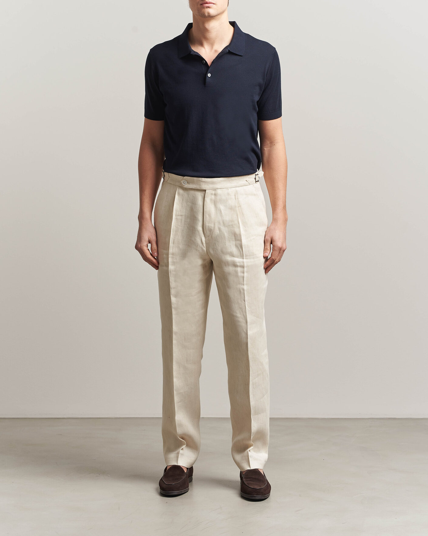 Homme | Polos | Piacenza Cashmere | Short Sleeve Knitted Polo Navy