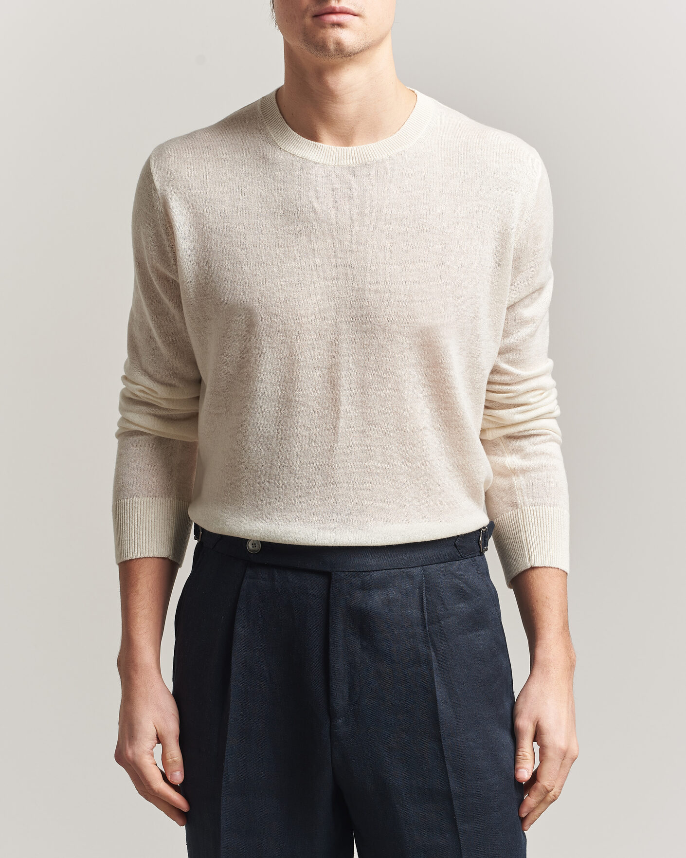 Homme | Pulls Et Tricots | Piacenza Cashmere | Soft Silk/Cashmere Crew Neck Off White
