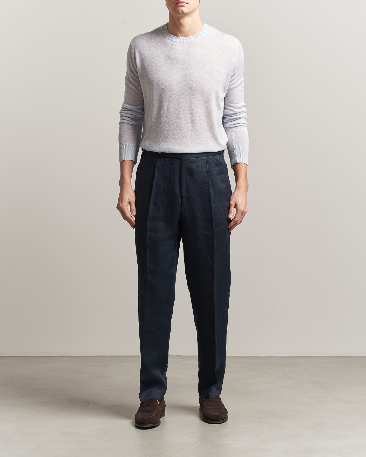 Homme | Pulls Et Tricots | Piacenza Cashmere | Soft Silk/Cashmere Crew Neck Sky Blue