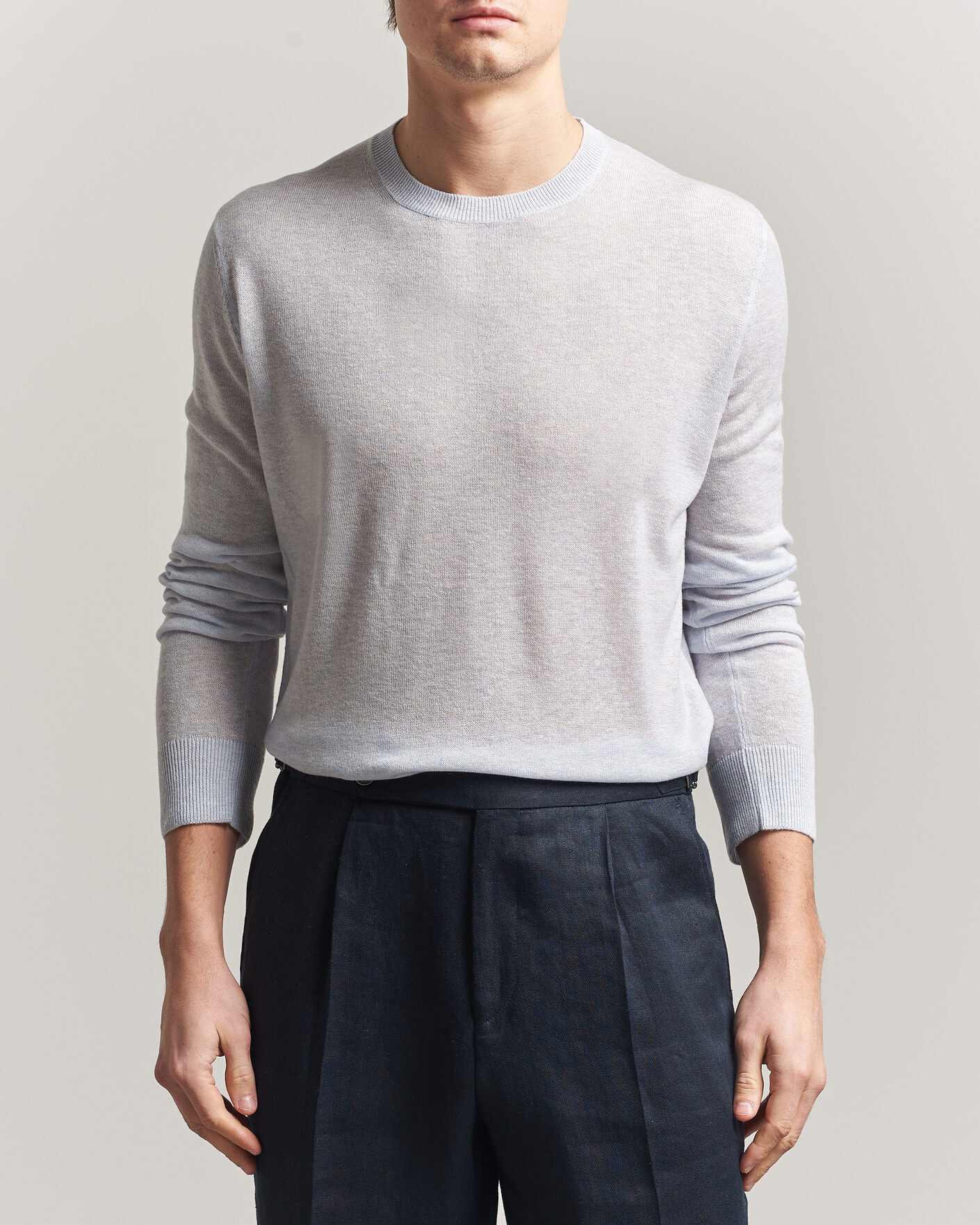 Homme | Pulls Et Tricots | Piacenza Cashmere | Soft Silk/Cashmere Crew Neck Sky Blue