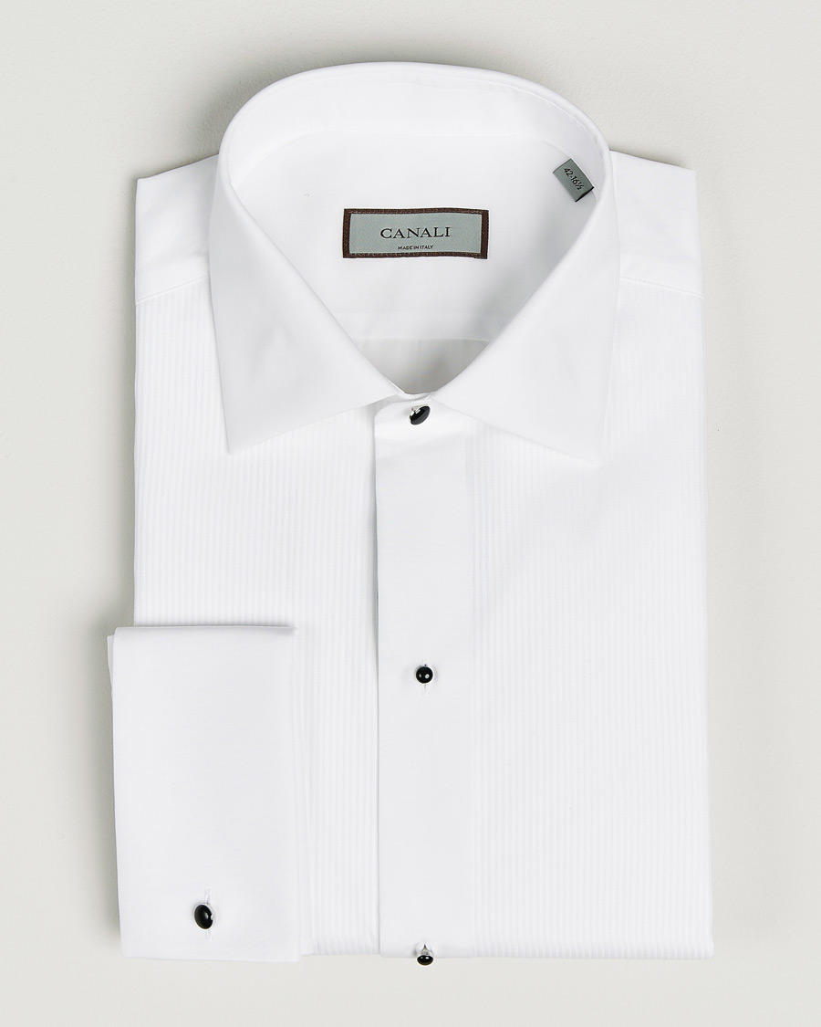 Homme | Chemises | Canali | Classic Black Studs Tuxedo Shirt White