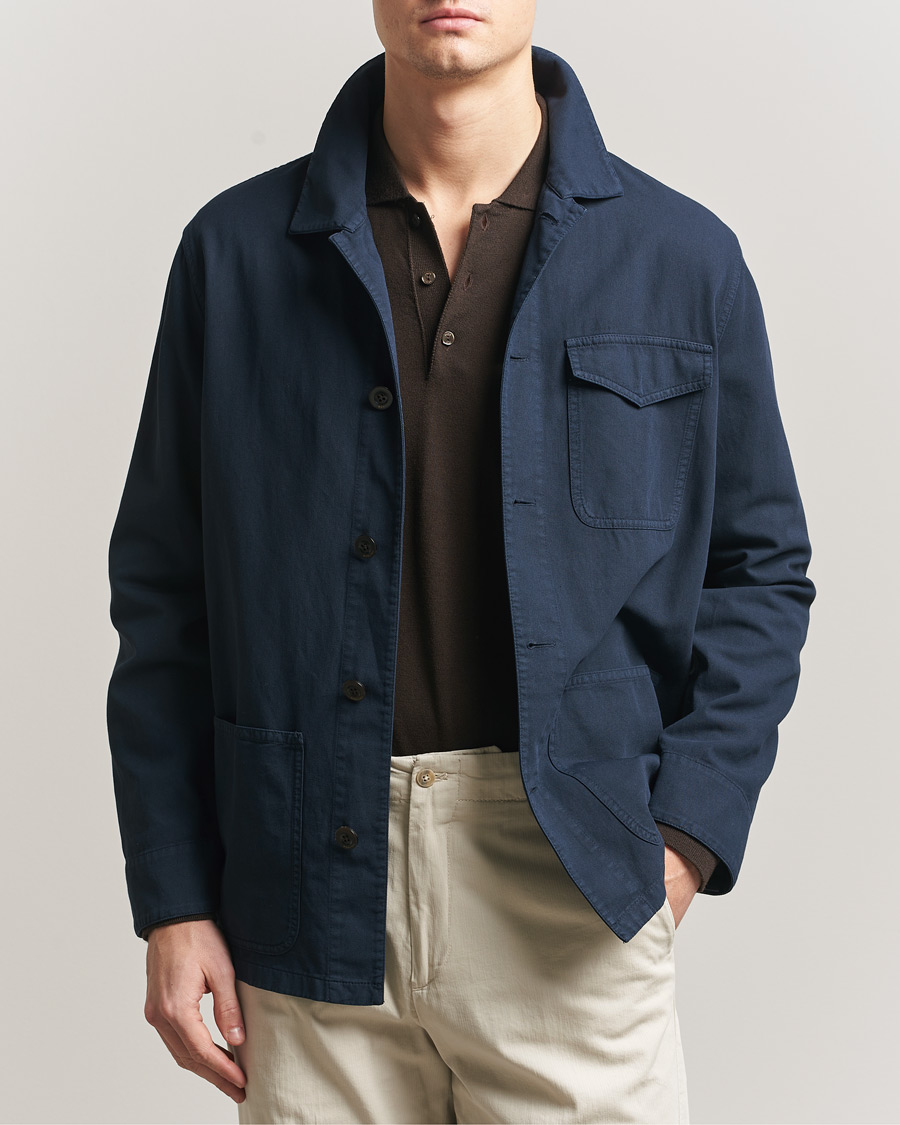 Homme | Manteaux Et Vestes | Boglioli | Cotton Gabardine Work Jacket Navy