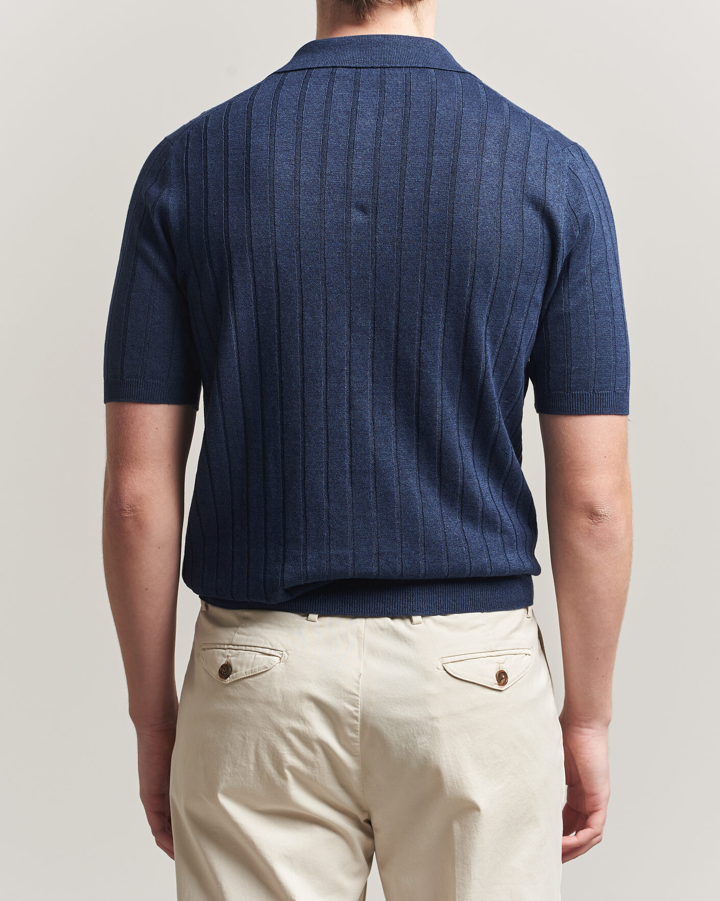 Homme | Polos | Boglioli | Short Sleeve Knitted Rib Polo Navy